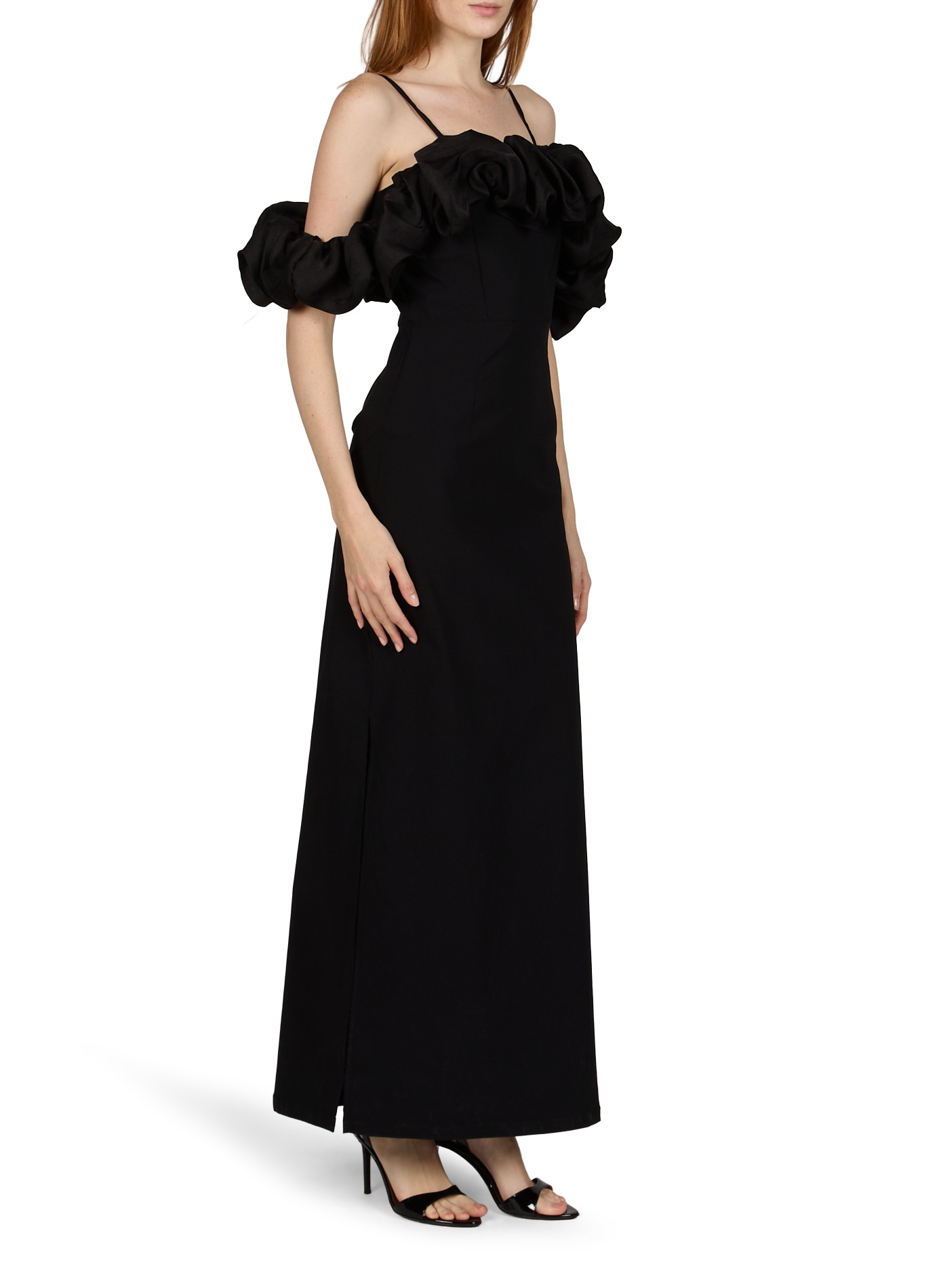 Long dress with ruffled collar OBJECT Black