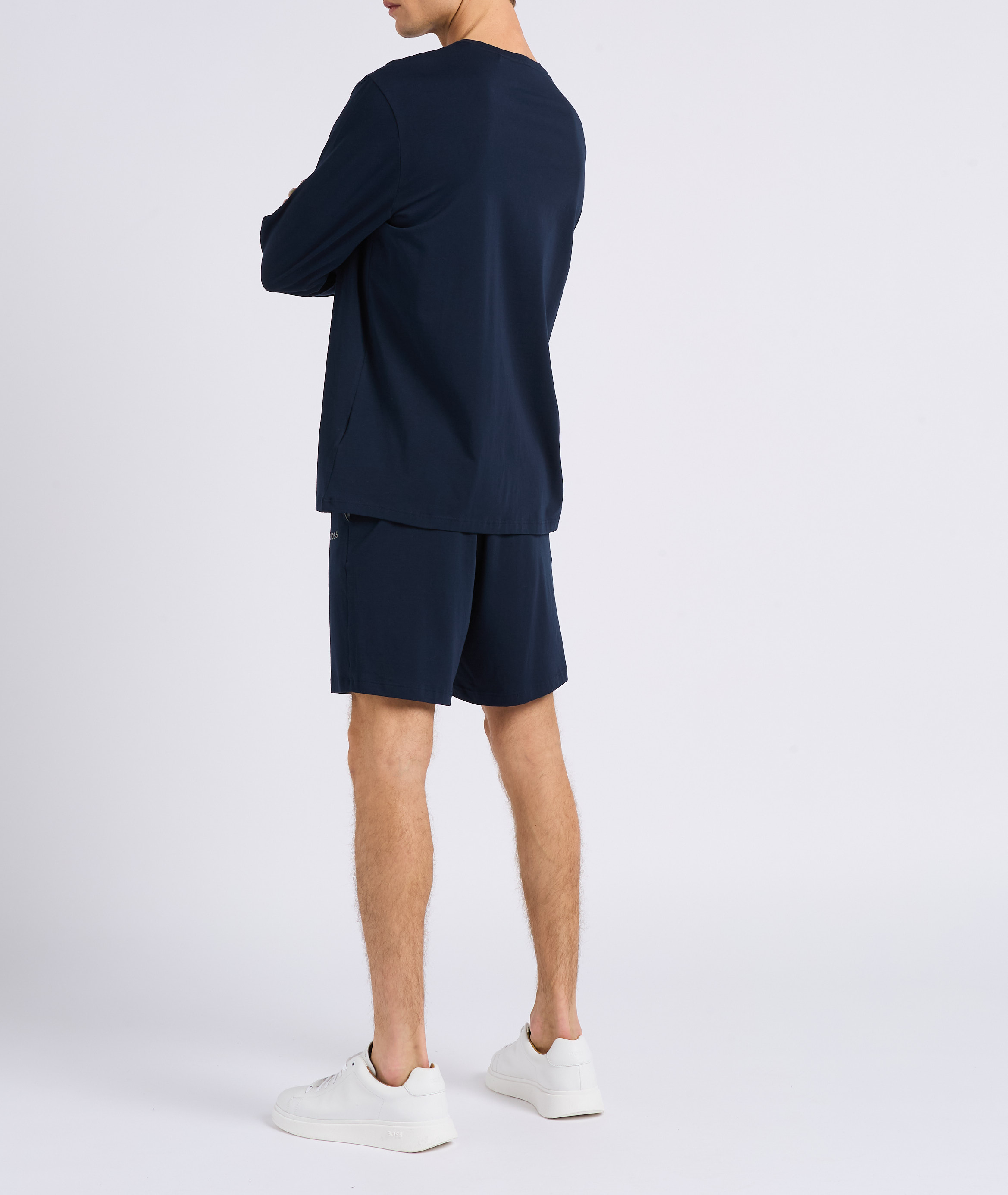 Tee-shirt à manches longues avec logo brodé en coton Bleu