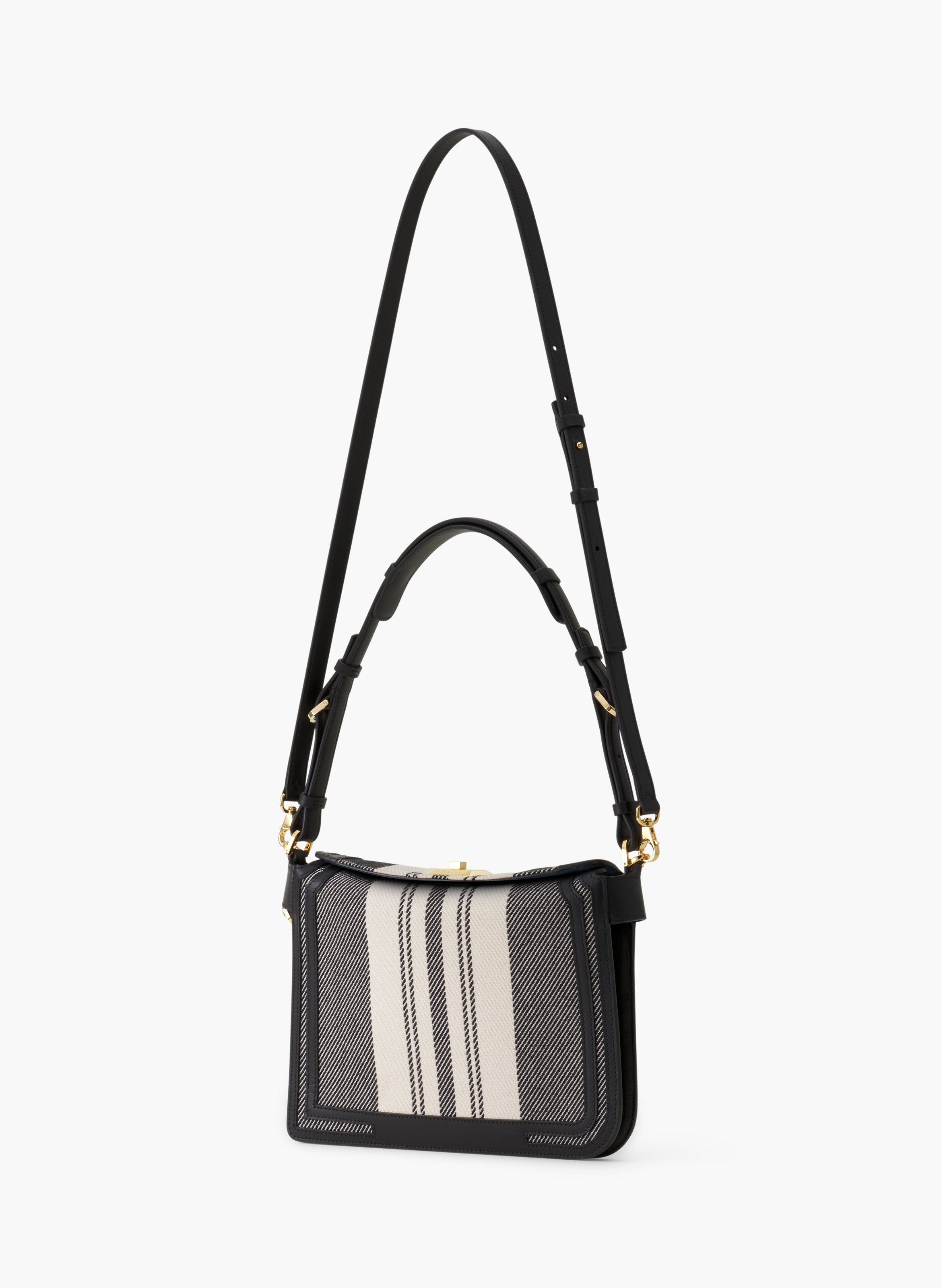 Sac compagnon 20 en toile rayée LANVIN Gris