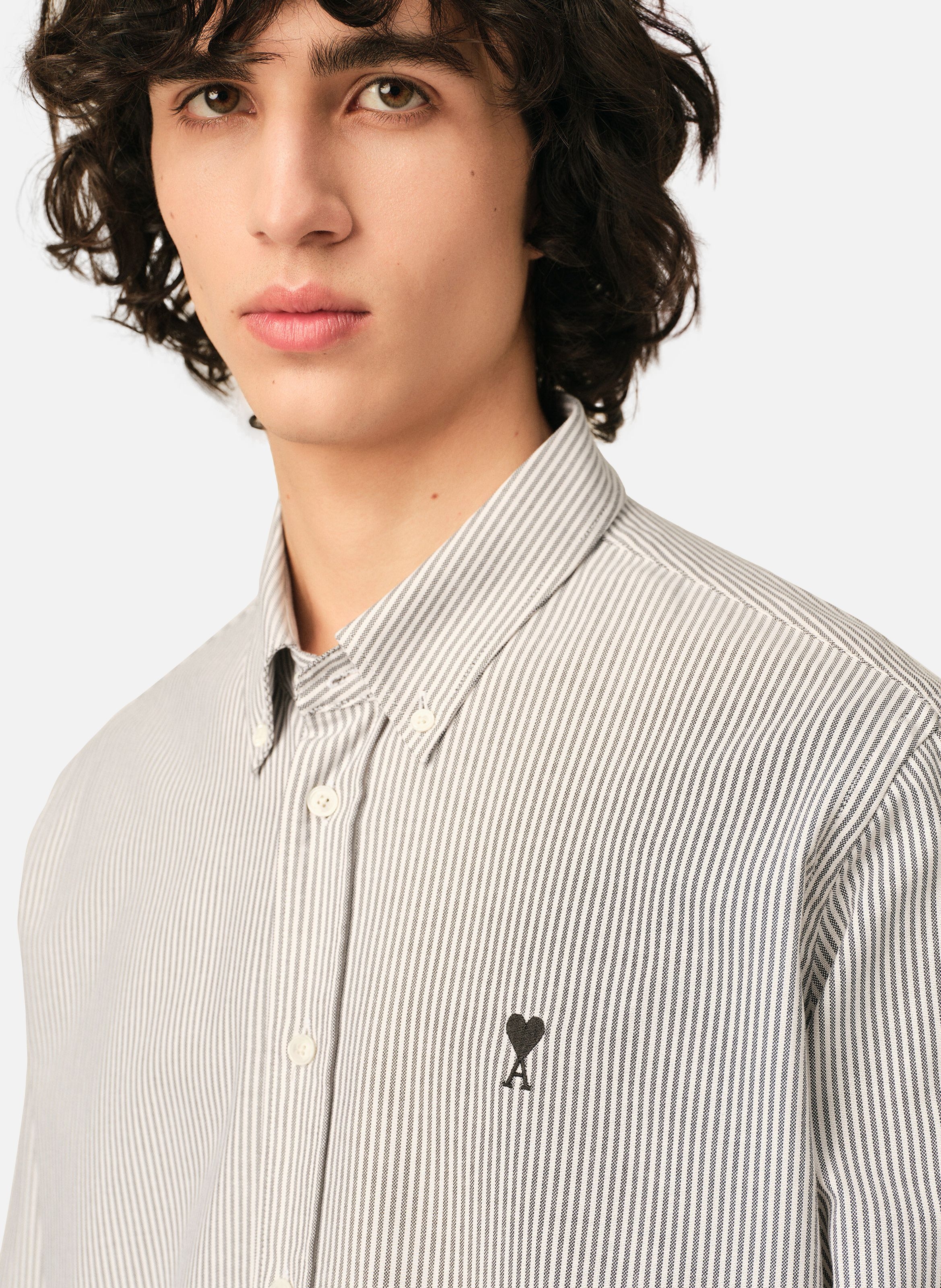 Chemise rayée unisexe en coton ami de coeur AMI PARIS Noir