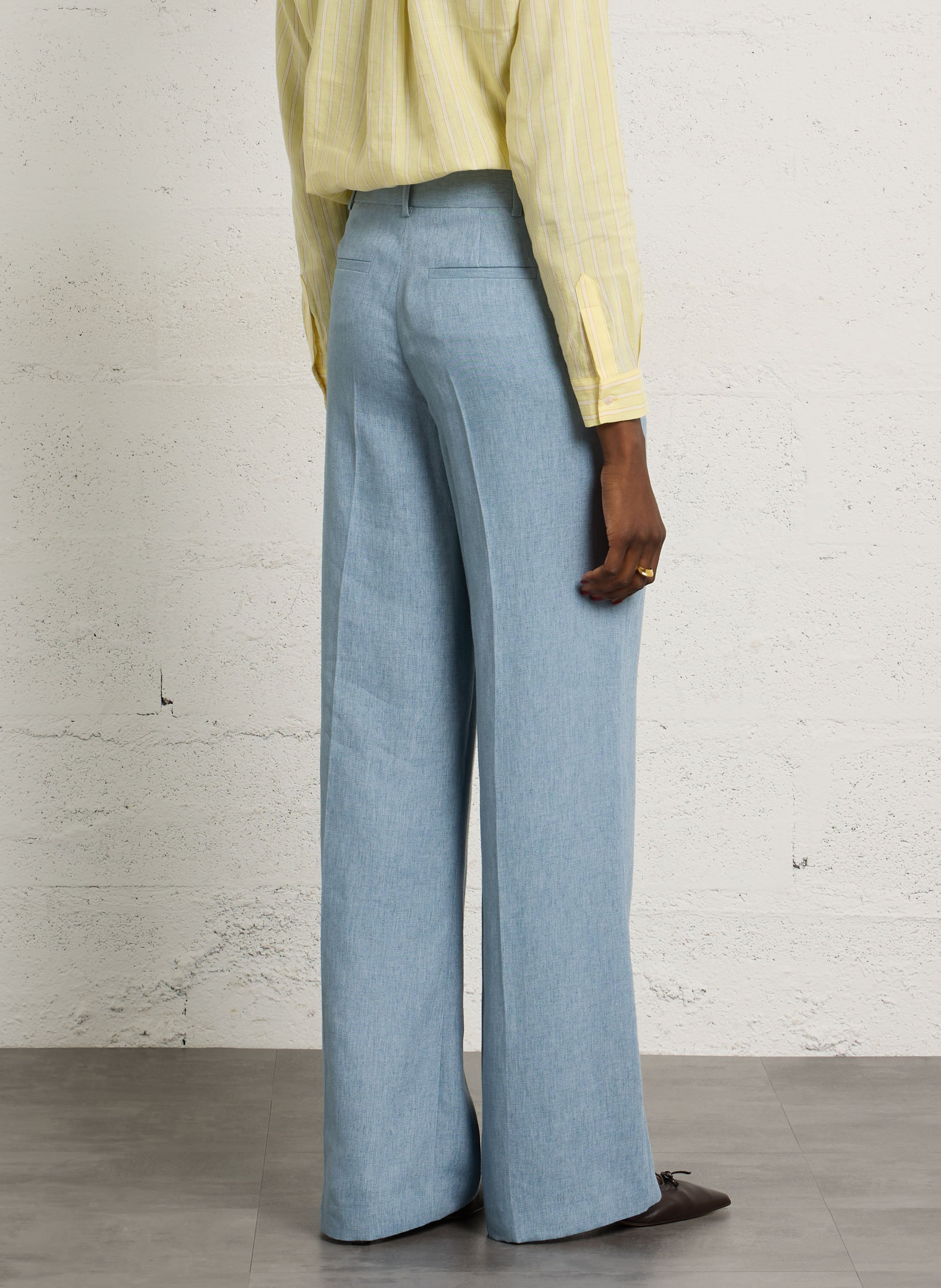 Pantalon droit en lin mélangé layla MAISON 123 Bleu