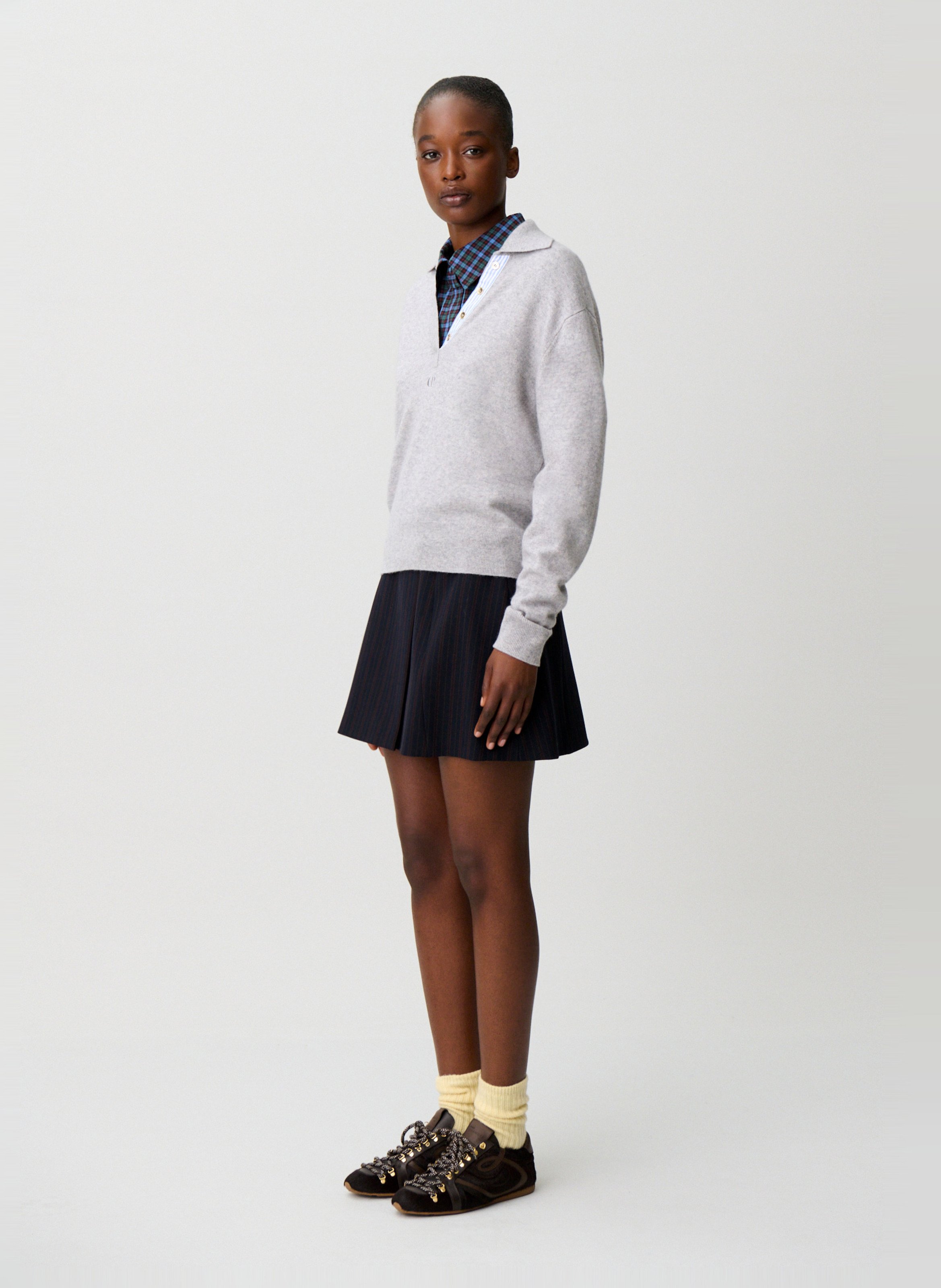Polo droit en laine mélangée CLAUDIE PIERLOT Gris