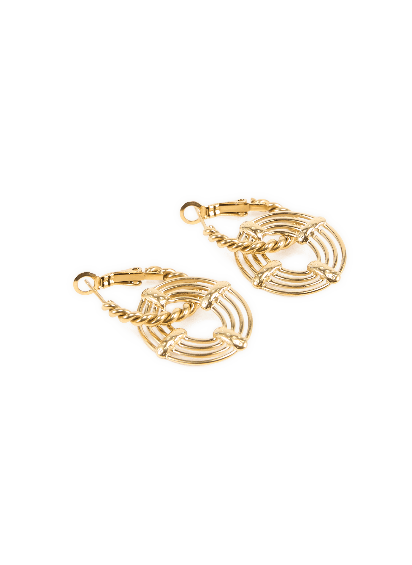 Boucles d'oreilles torsadées à pendants AU PRINTEMPS PARIS Doré