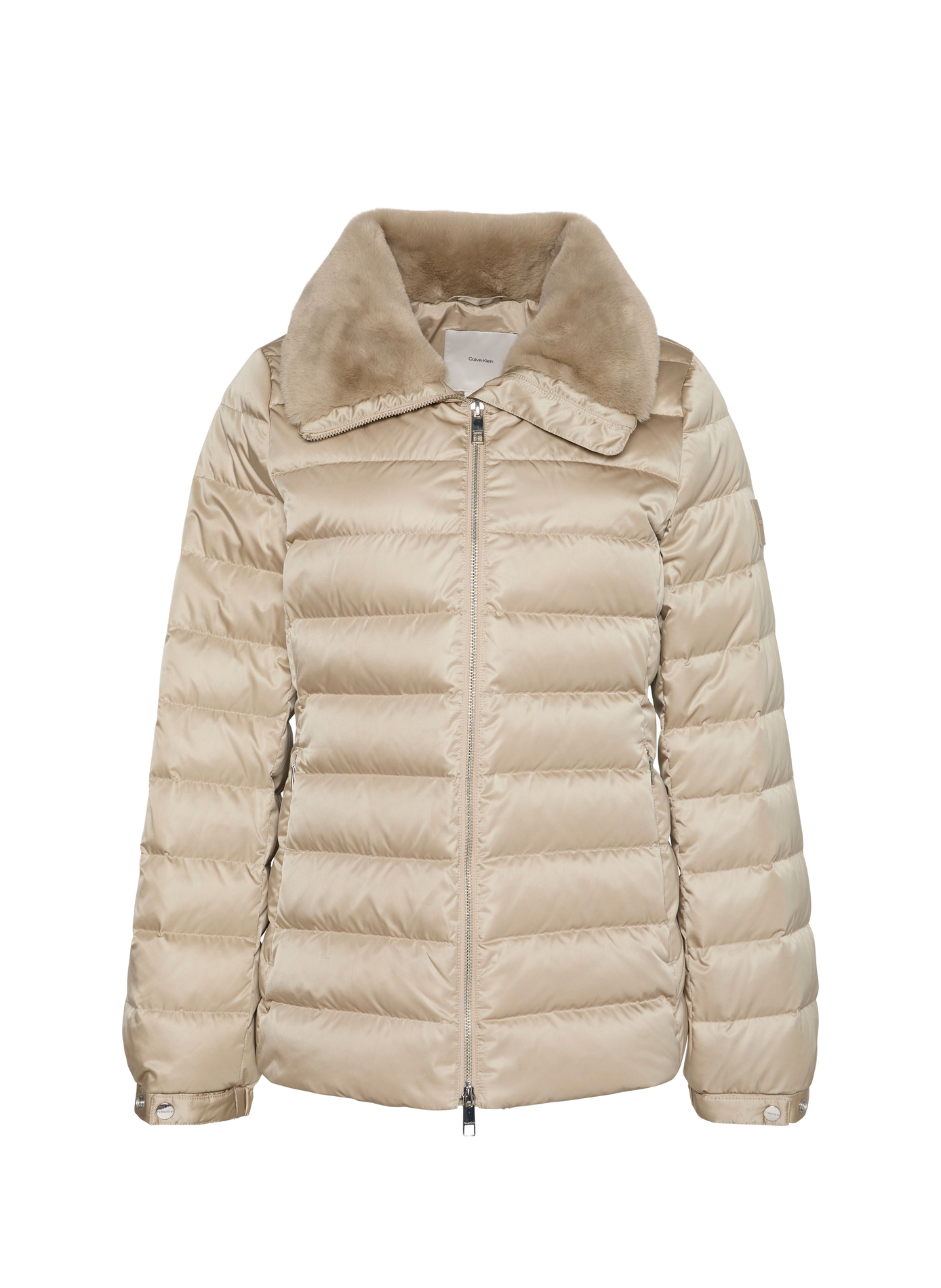 Gepolsterte Steppjacke mit Kunstpelzkragen CALVIN KLEIN Beige