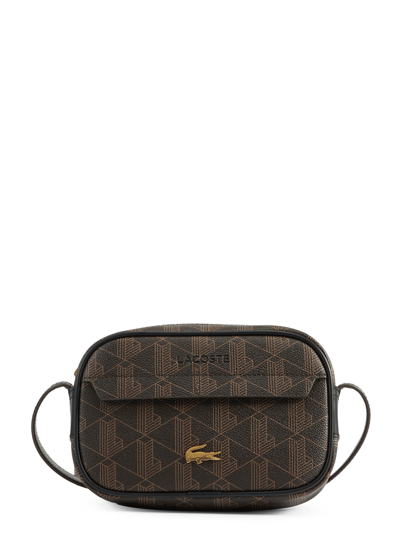 Monogrammed reporter shoulder bag LACOSTE Brown