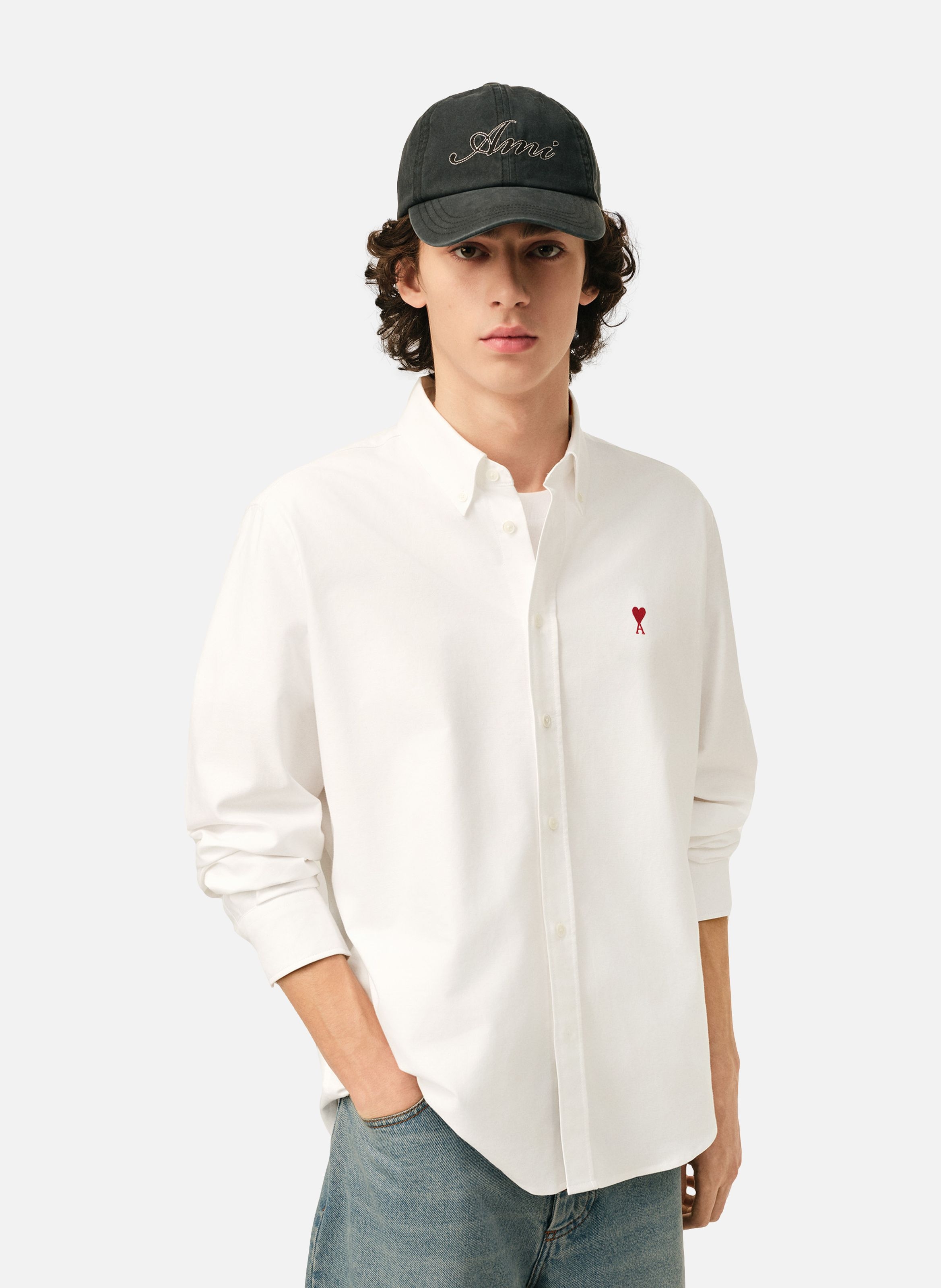 Chemise col boutonné ami de coeur unisexe AMI PARIS Blanc