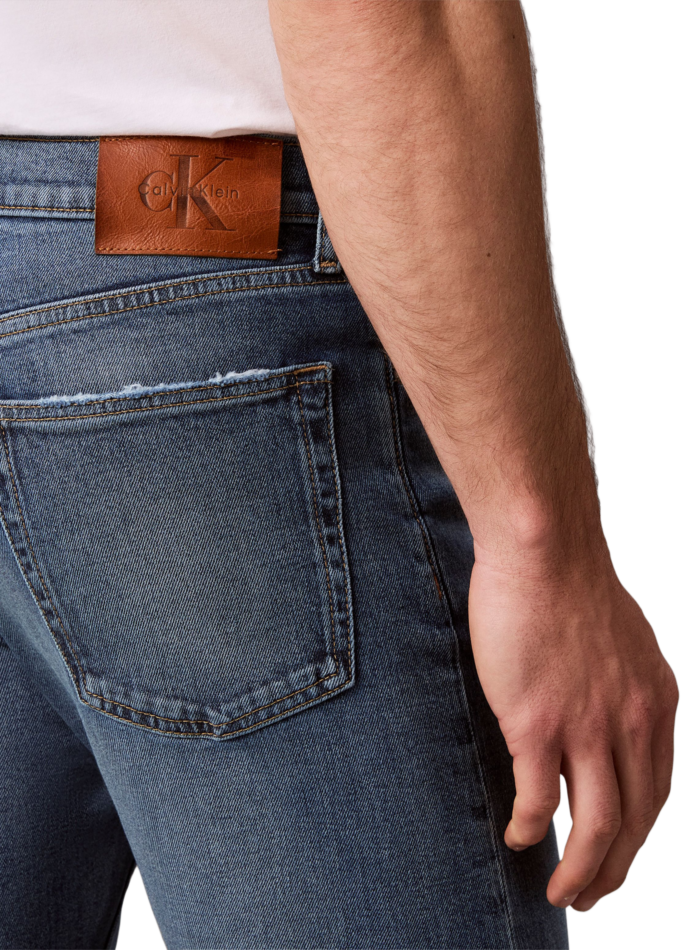 Jean skinny en coton mélangé CALVIN KLEIN Bleu