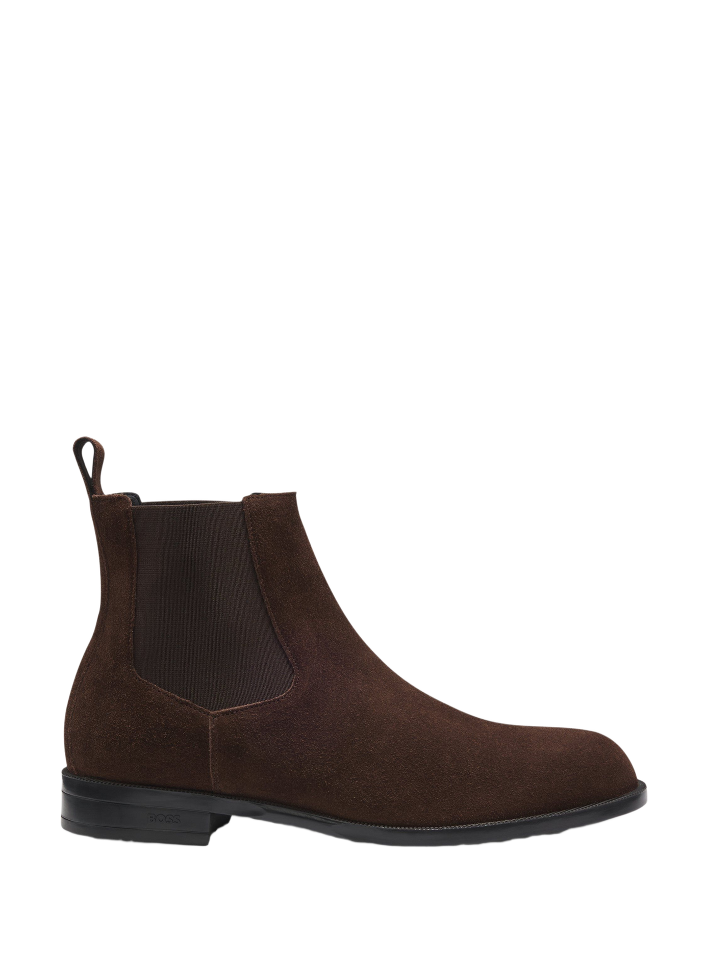 Botines de cuero de gamuza con inserciones elásticas. BOSS Marrón