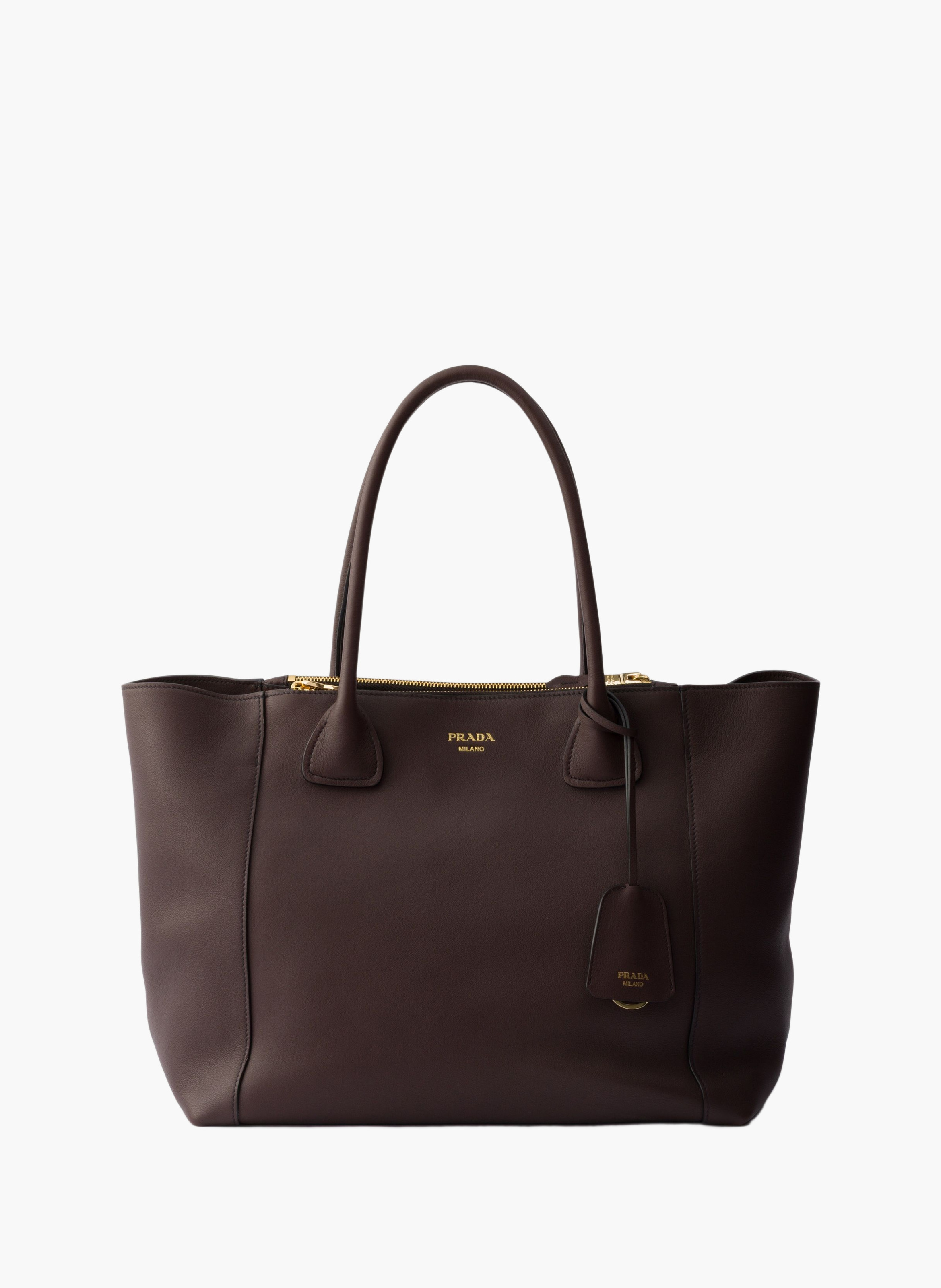 Grand cabas en cuir PRADA Marron
