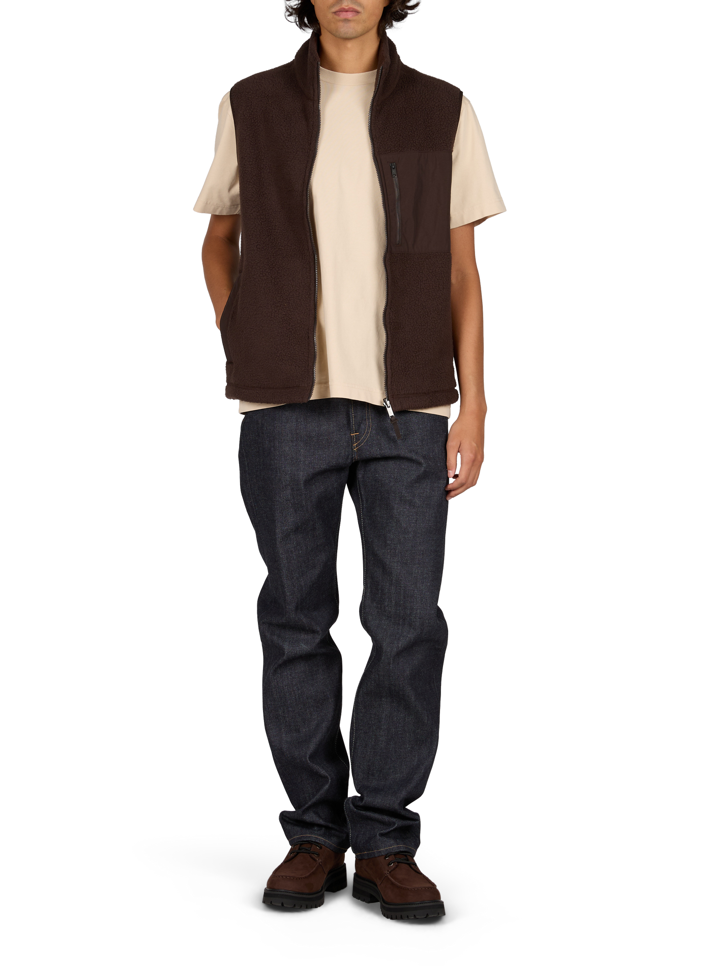 Gilet col montant droit uni AIGLE Marron