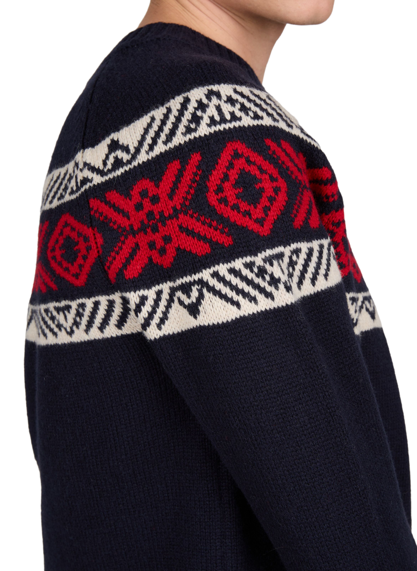 Straight-fit cotton jacquard sweater with a crew neck AIGLE Multicolour