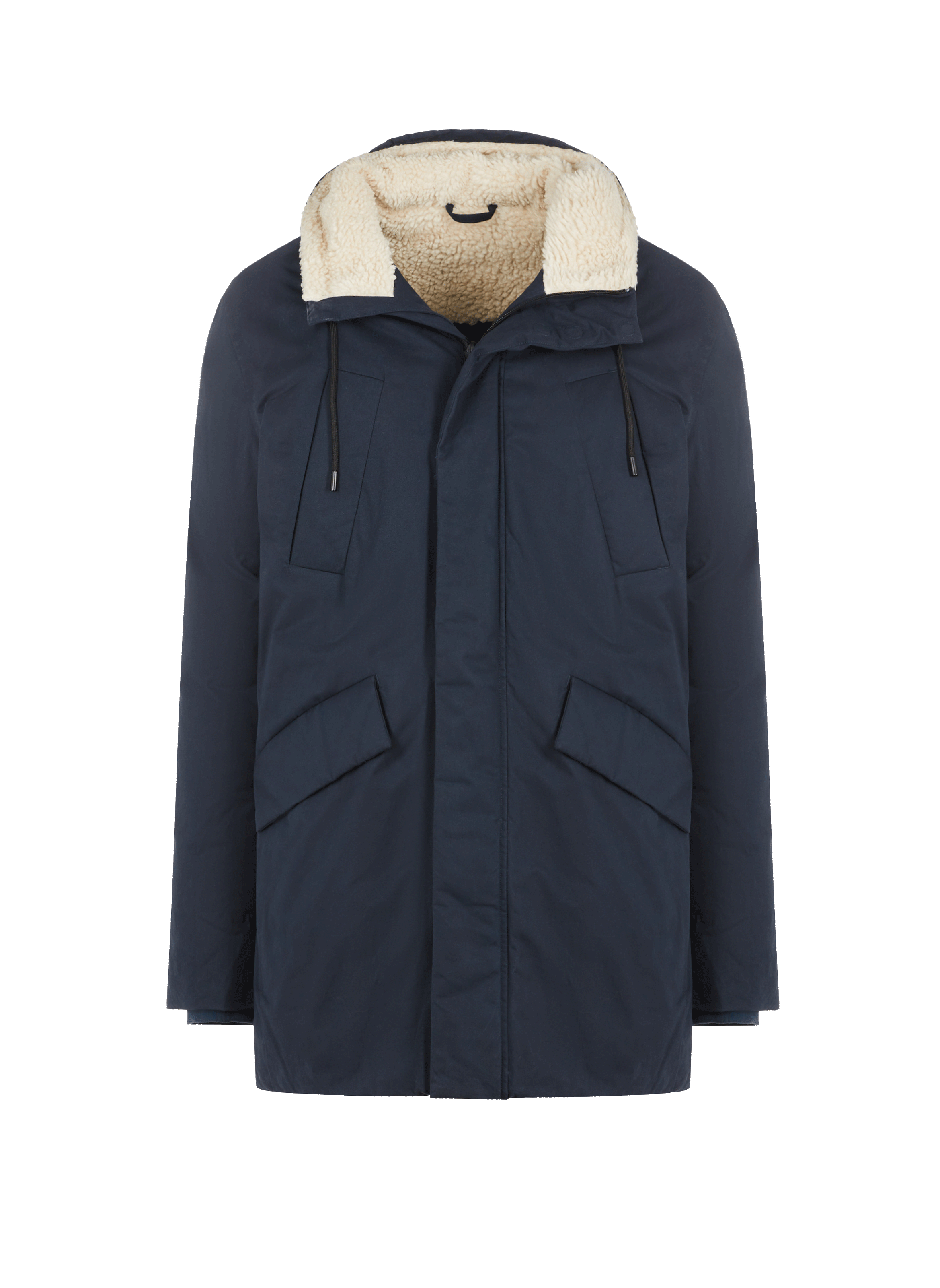 SAISON 1865 Cotton and shearling parka Blue