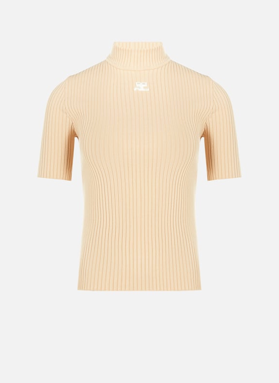 Pull manches courtes en maille Beige by COURRÈGES COURRÈGES Pull manches courtes en maille Beige