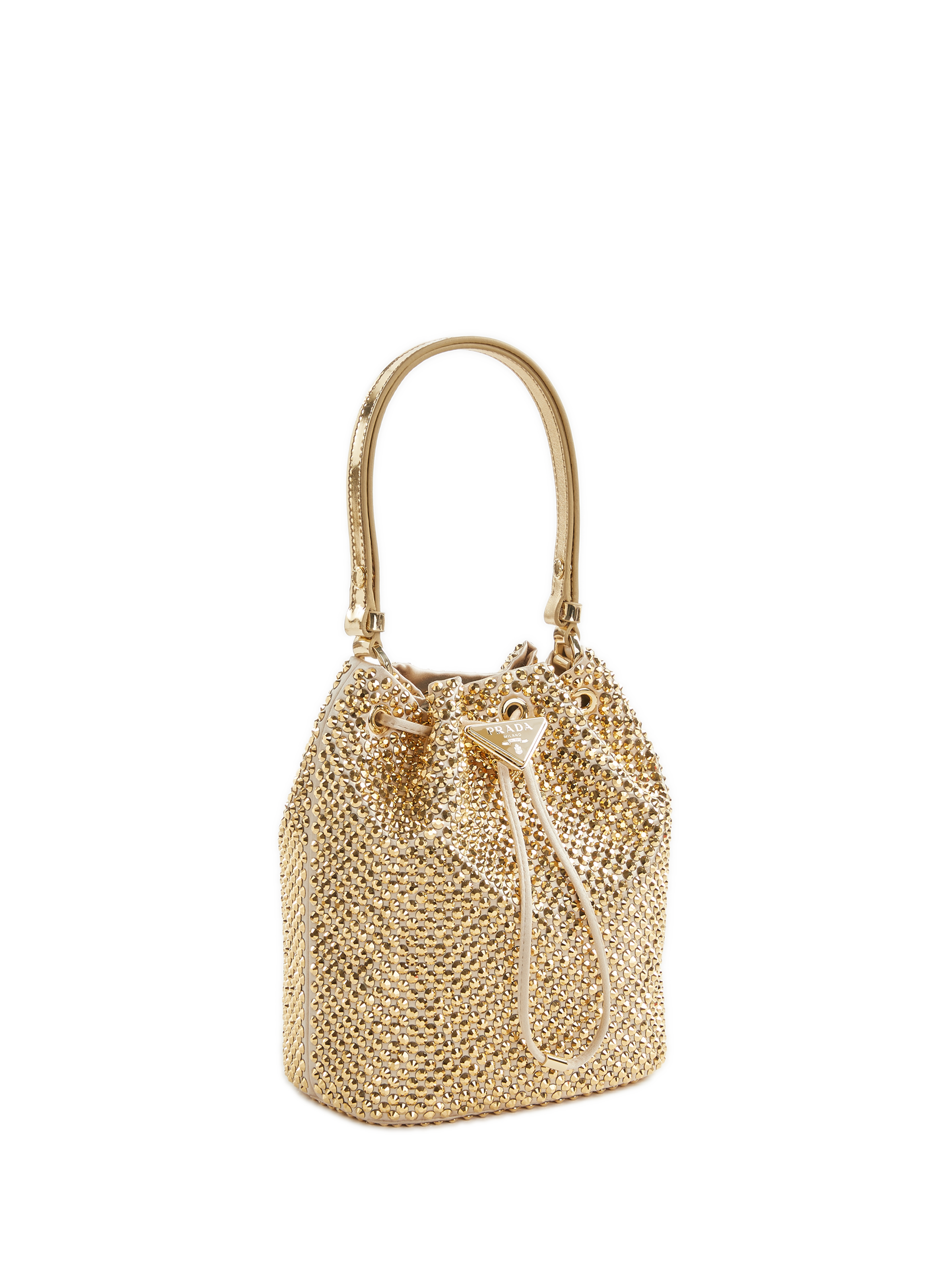 Sac seau en satin à strass