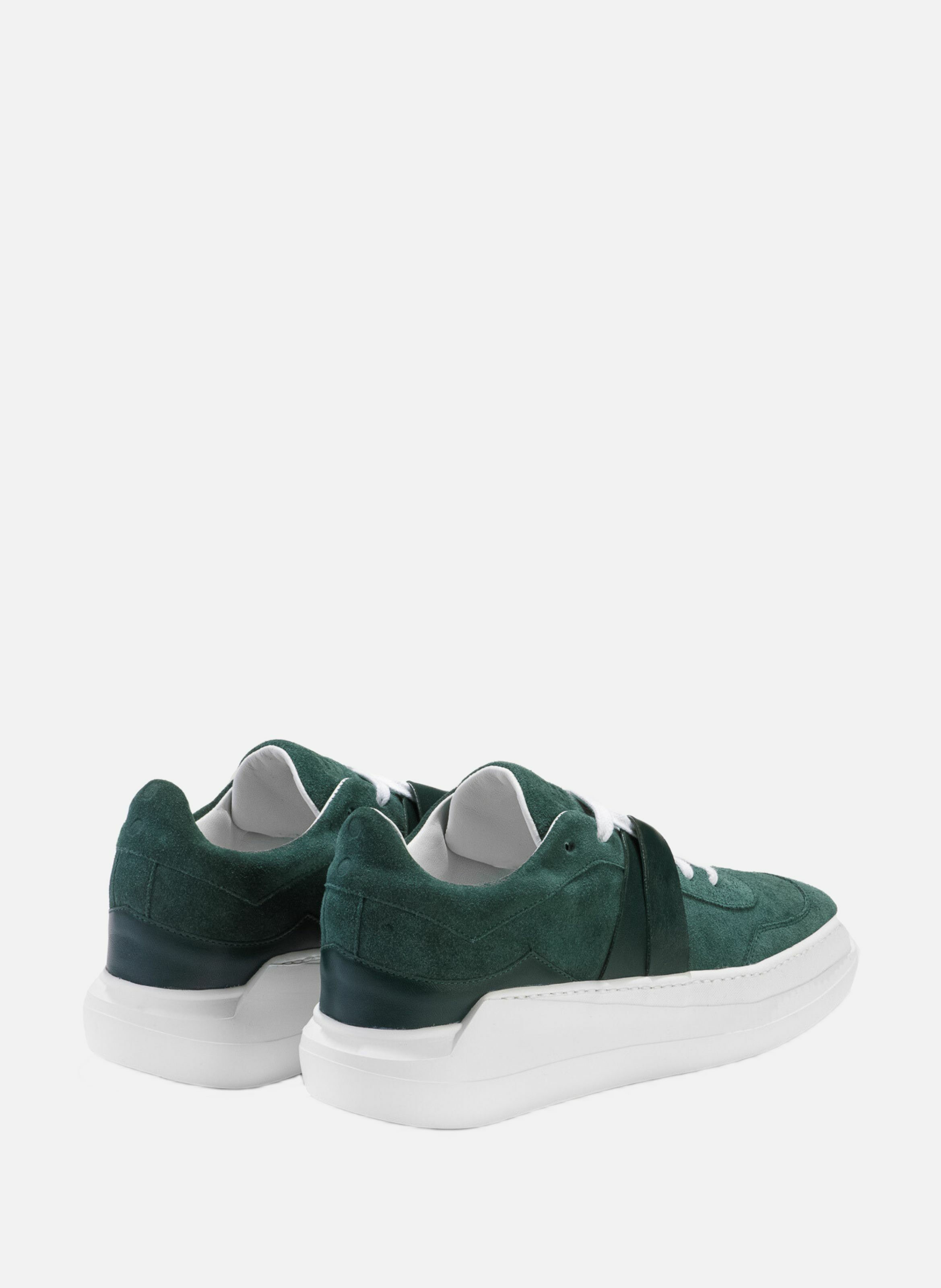 G025 : vert sylvestre - sneakers en cuir velours et cuir nappa vert EVI Vert