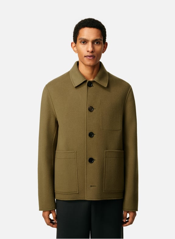 Blouson boule boutonné en laine Vert by AMI PARIS AMI PARIS Blouson boule boutonné en laine Vert