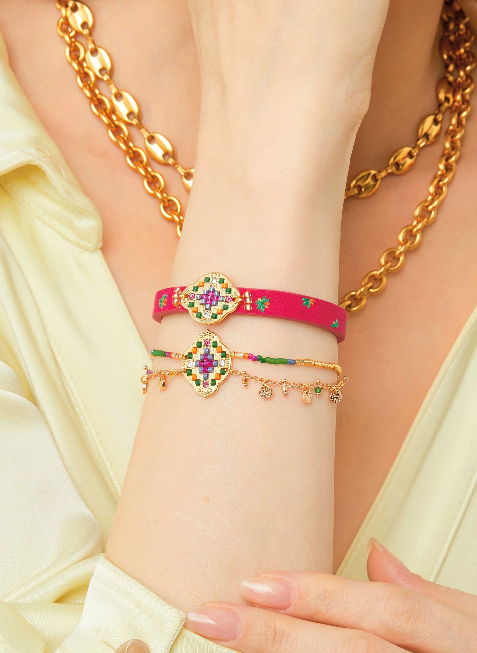 Bracelet avec fermoir aimanté et placage eclectik HIPANEMA Rouge