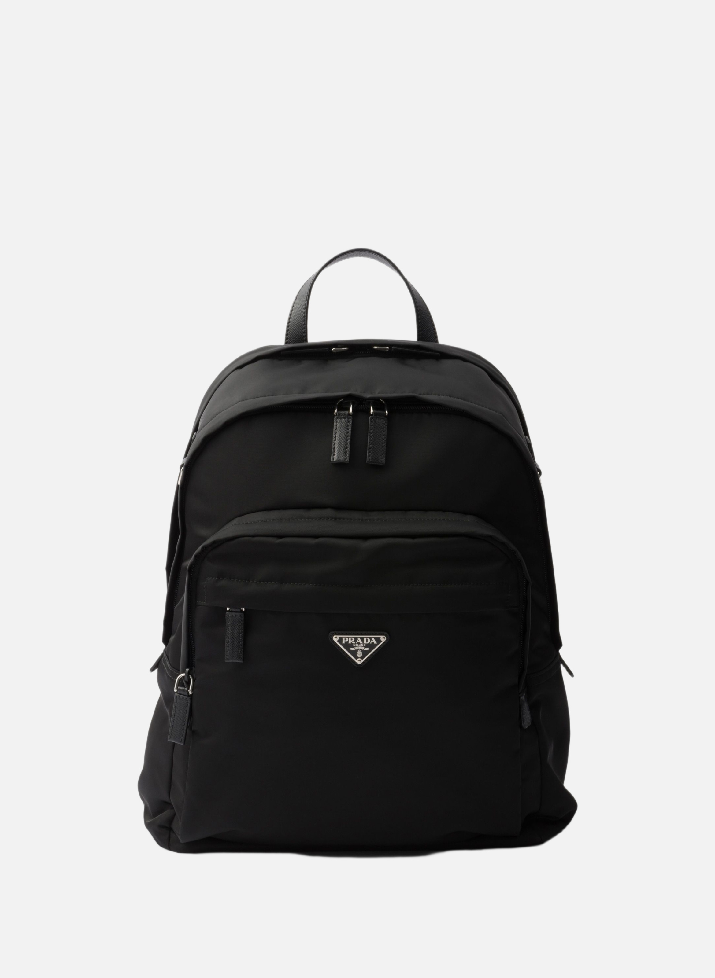 PRADA Sac à dos en re-nylon et cuir saffiano Noir