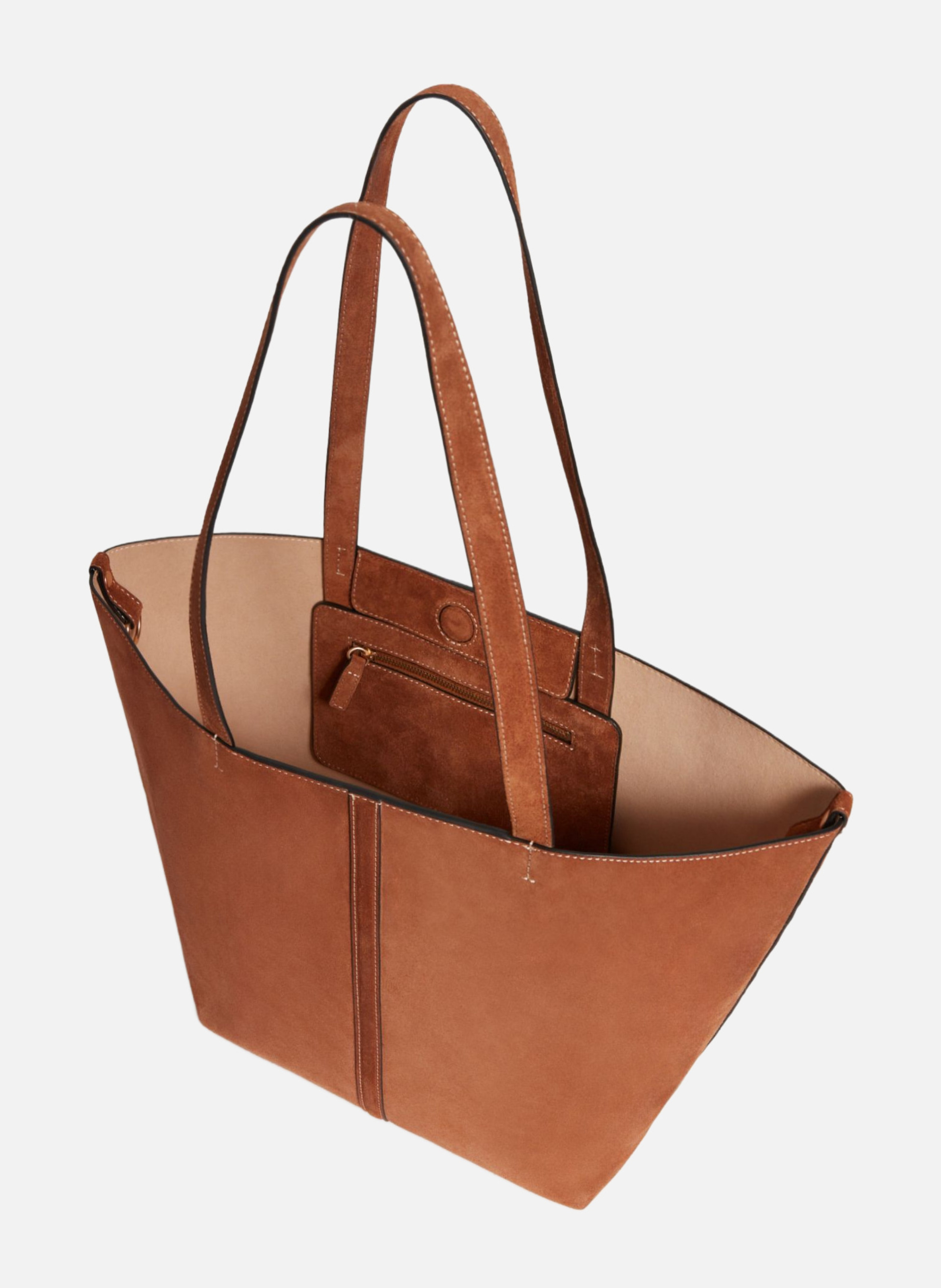 Petit cabas daily en cuir velours VANESSA BRUNO Marron