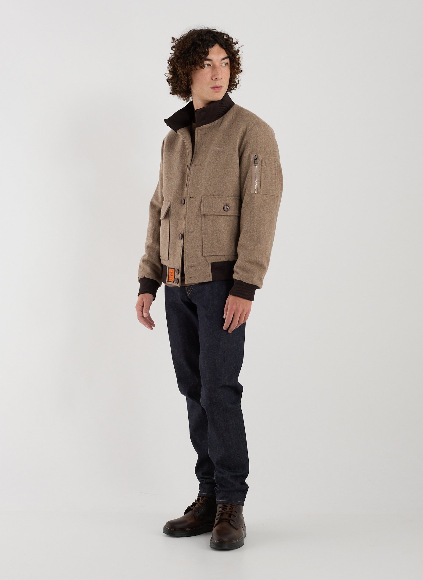 Blouson uni en laine mélangée BOMBERS ORIGINAL Marron