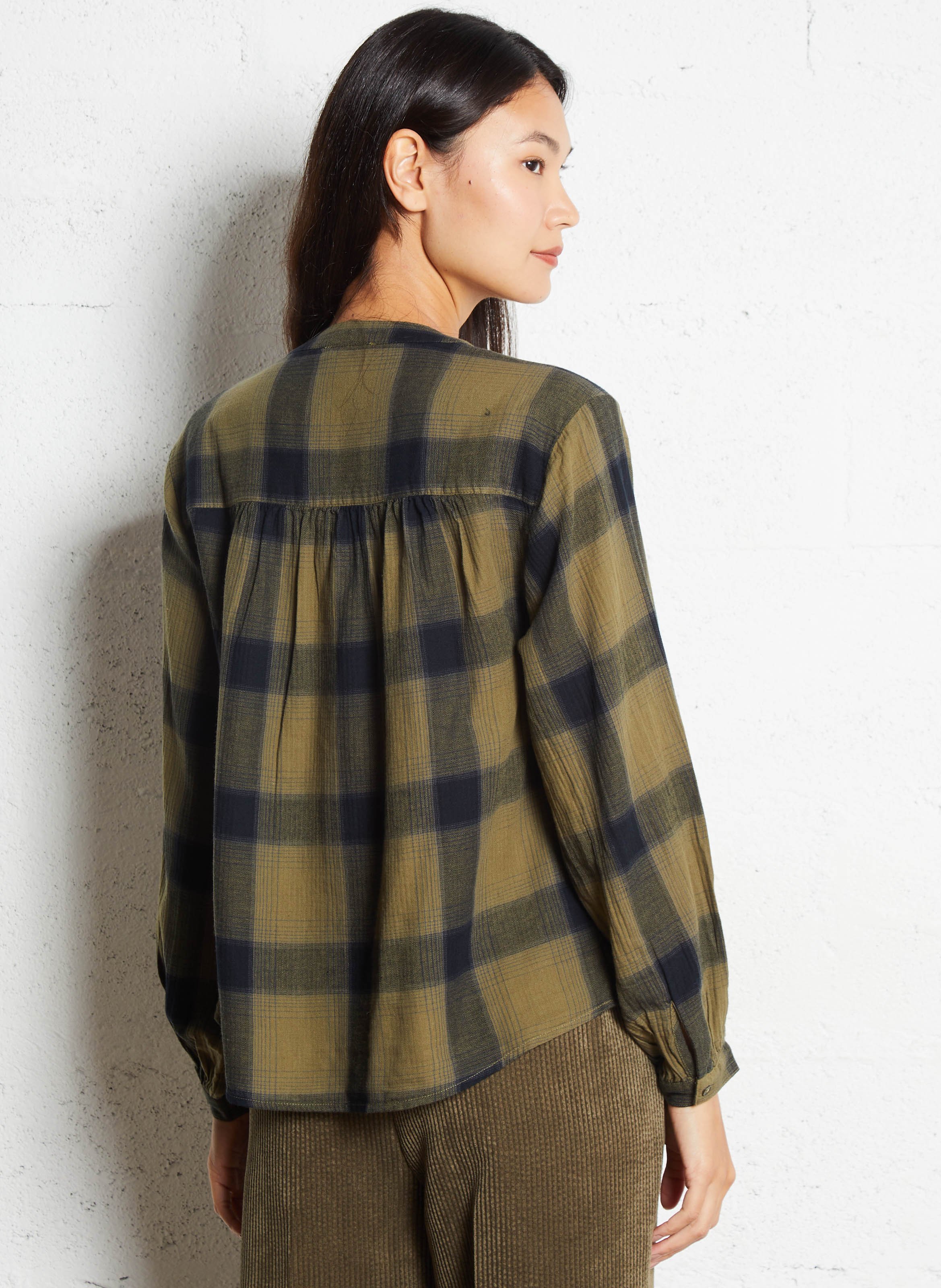 Chemise col v en coton samantha MAISON 123 Vert