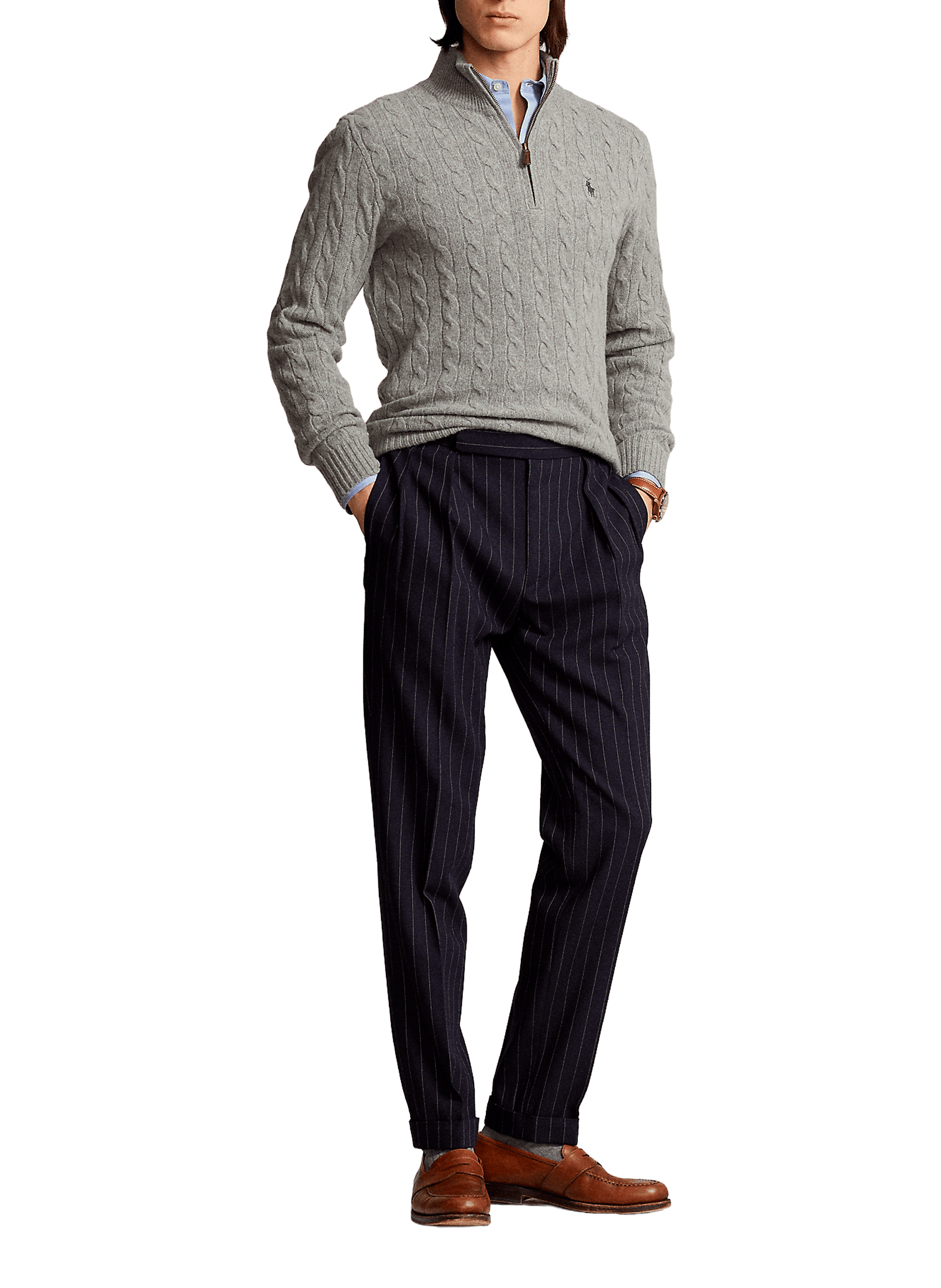 Pull en laine et cachemire POLO RALPH LAUREN Gris