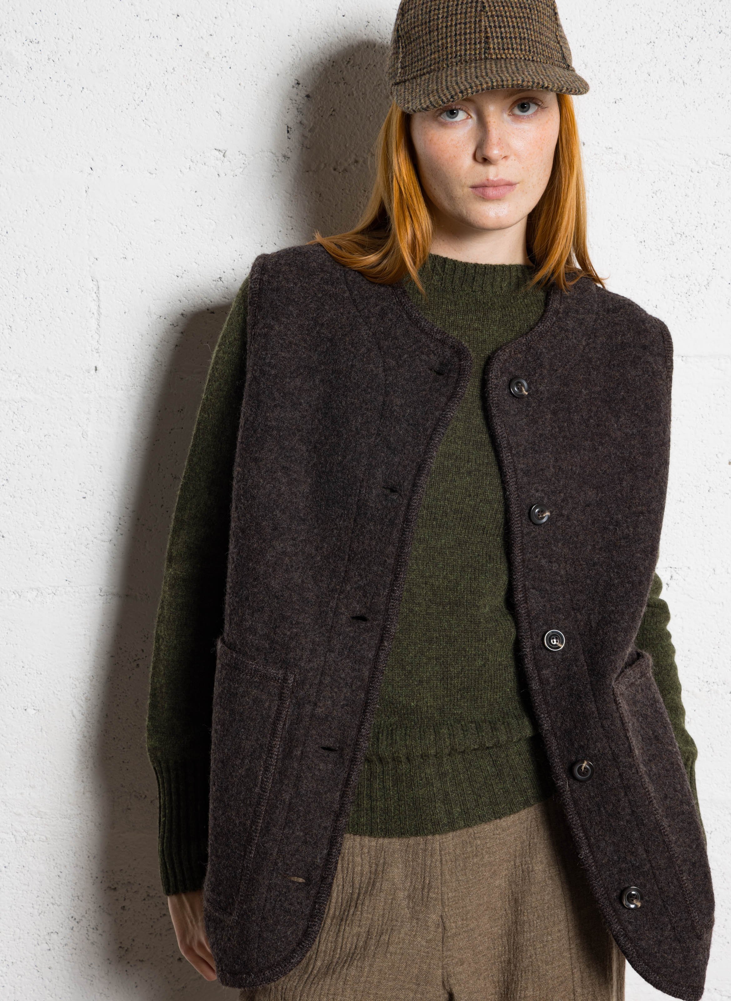 Blouson col rond en laine chicago SOEUR Marron