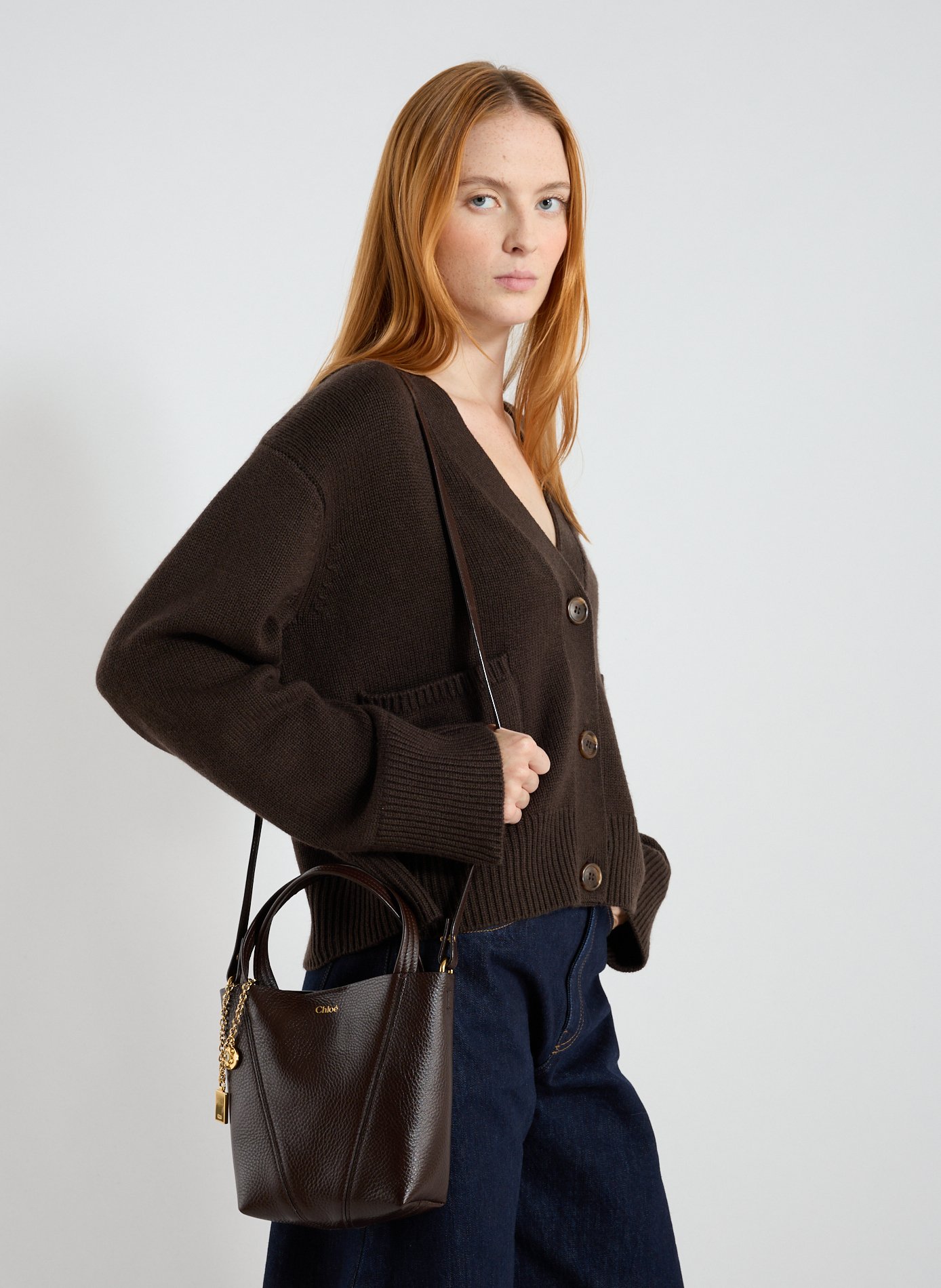 Sac à main Spin en cuir de veau CHLOÉ Marron