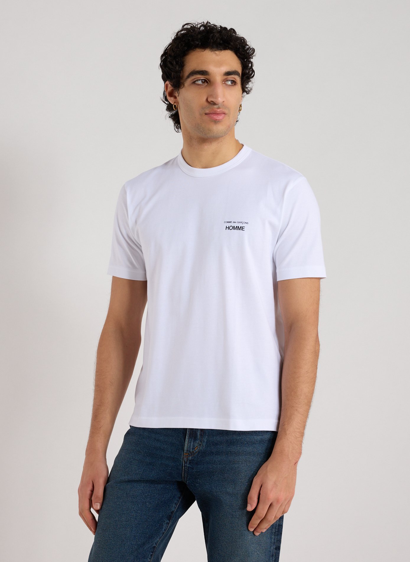 COMME DES GARCONS HOMME T-shirt col rond en coton Blanc