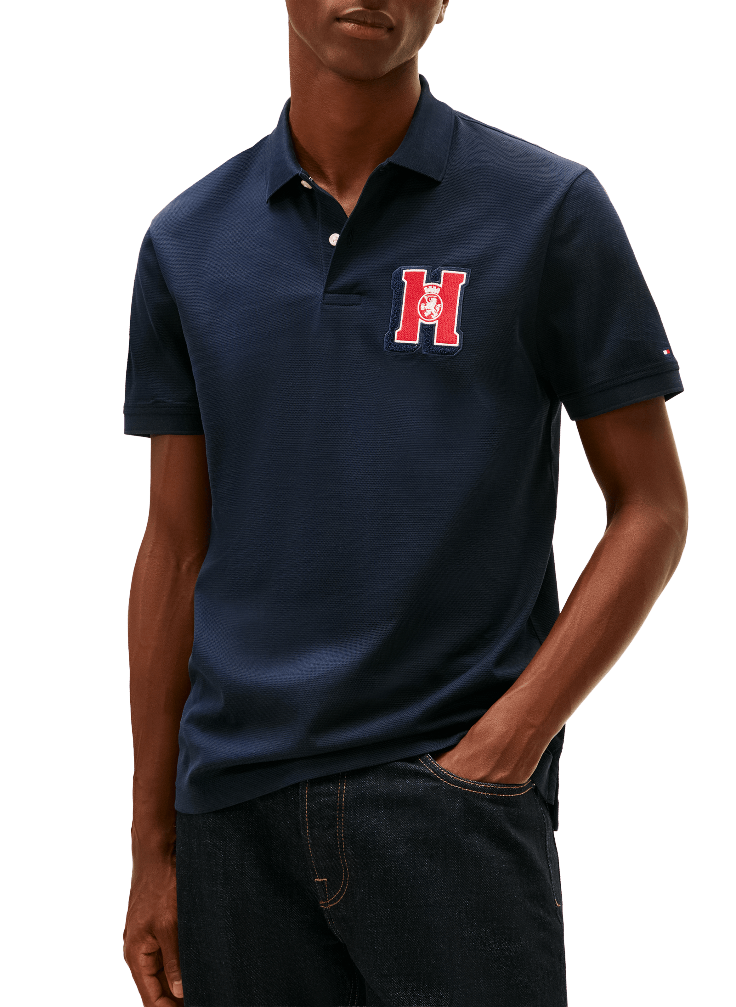 Polo with H Logo in Cotton TOMMY HILFIGER Blue