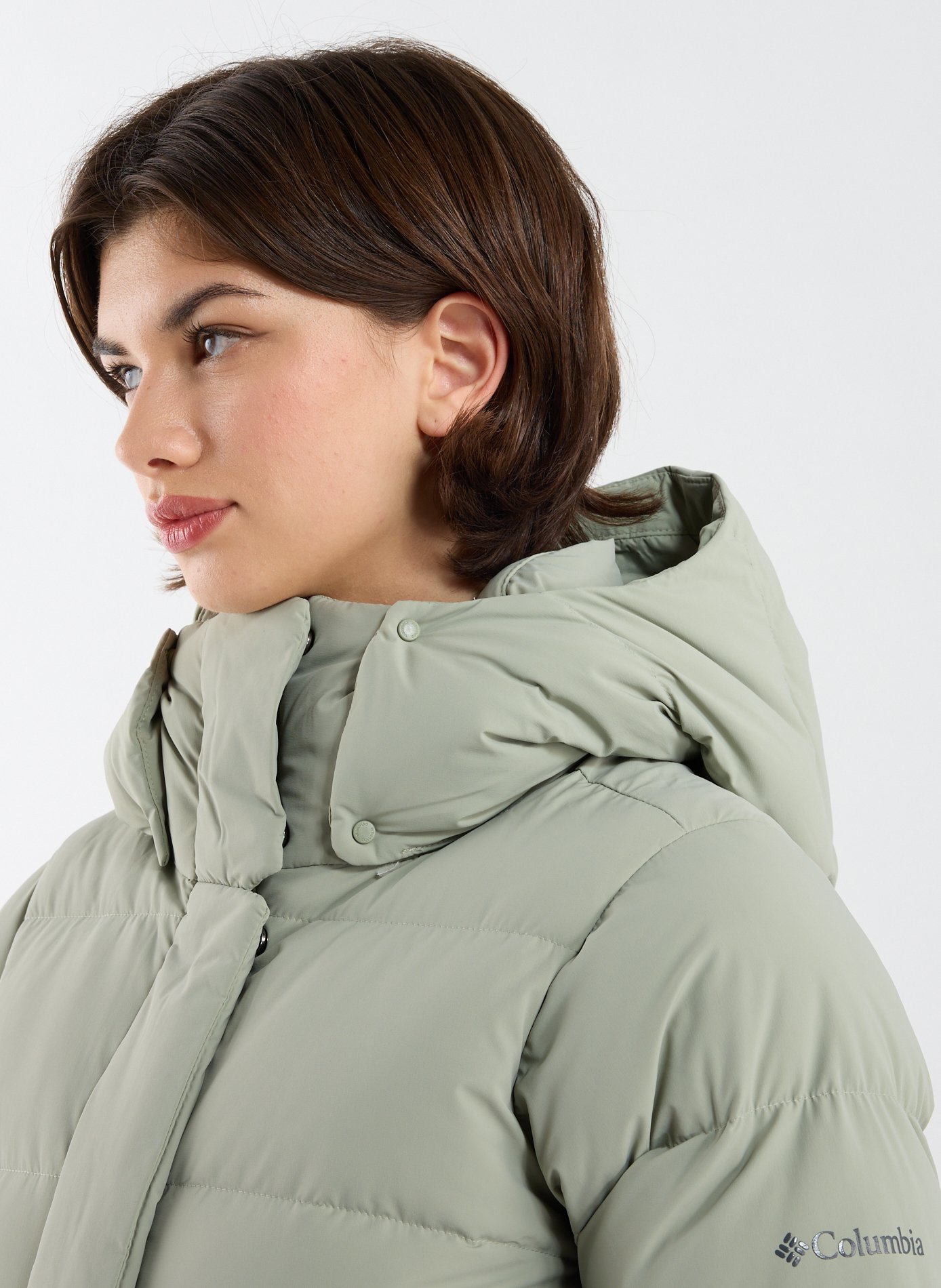 Hooded straight-fit padded jacket COLUMBIA Green