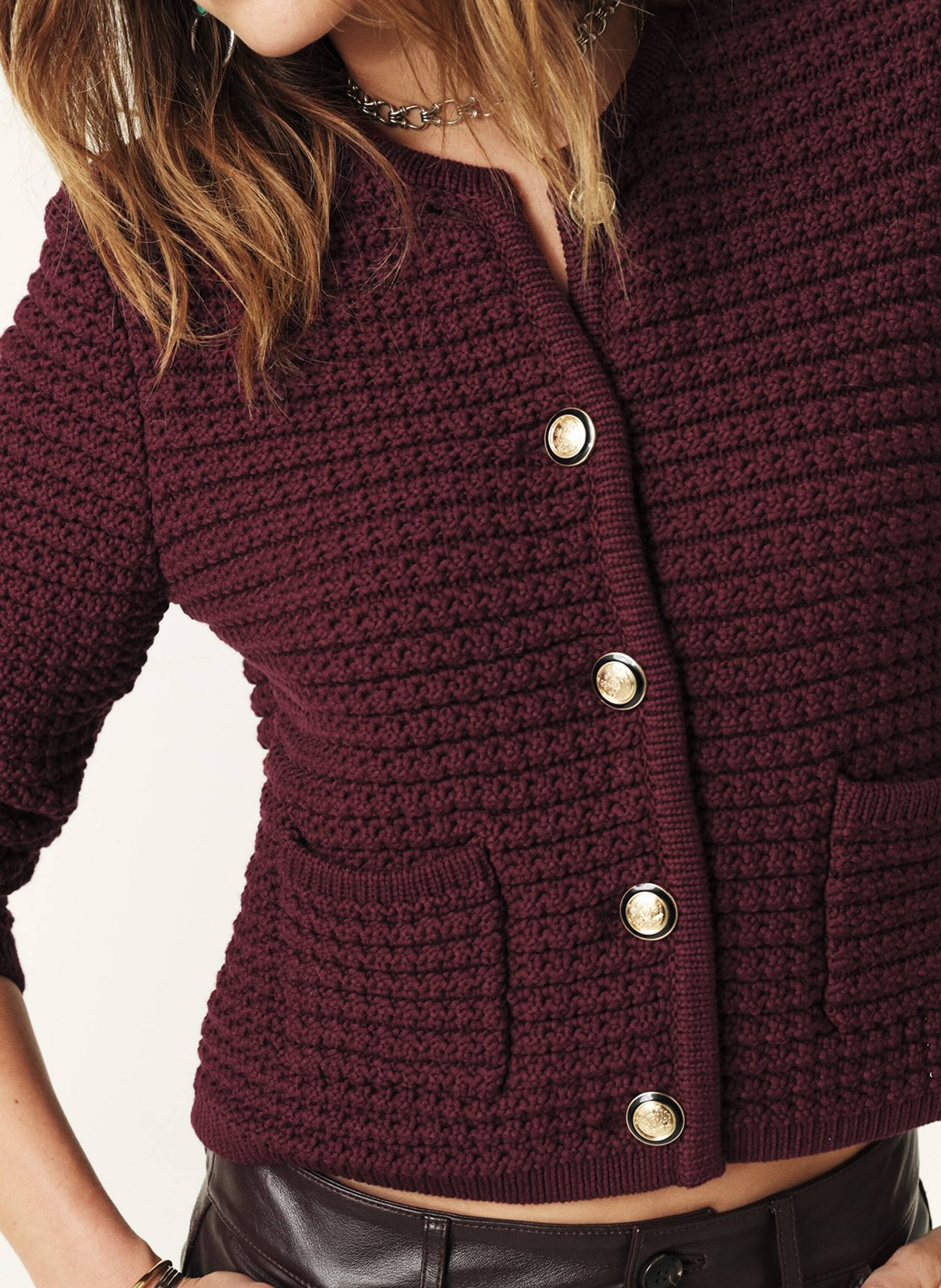 Gilet manches longues en coton mélangé gaspard BA&SH Violet