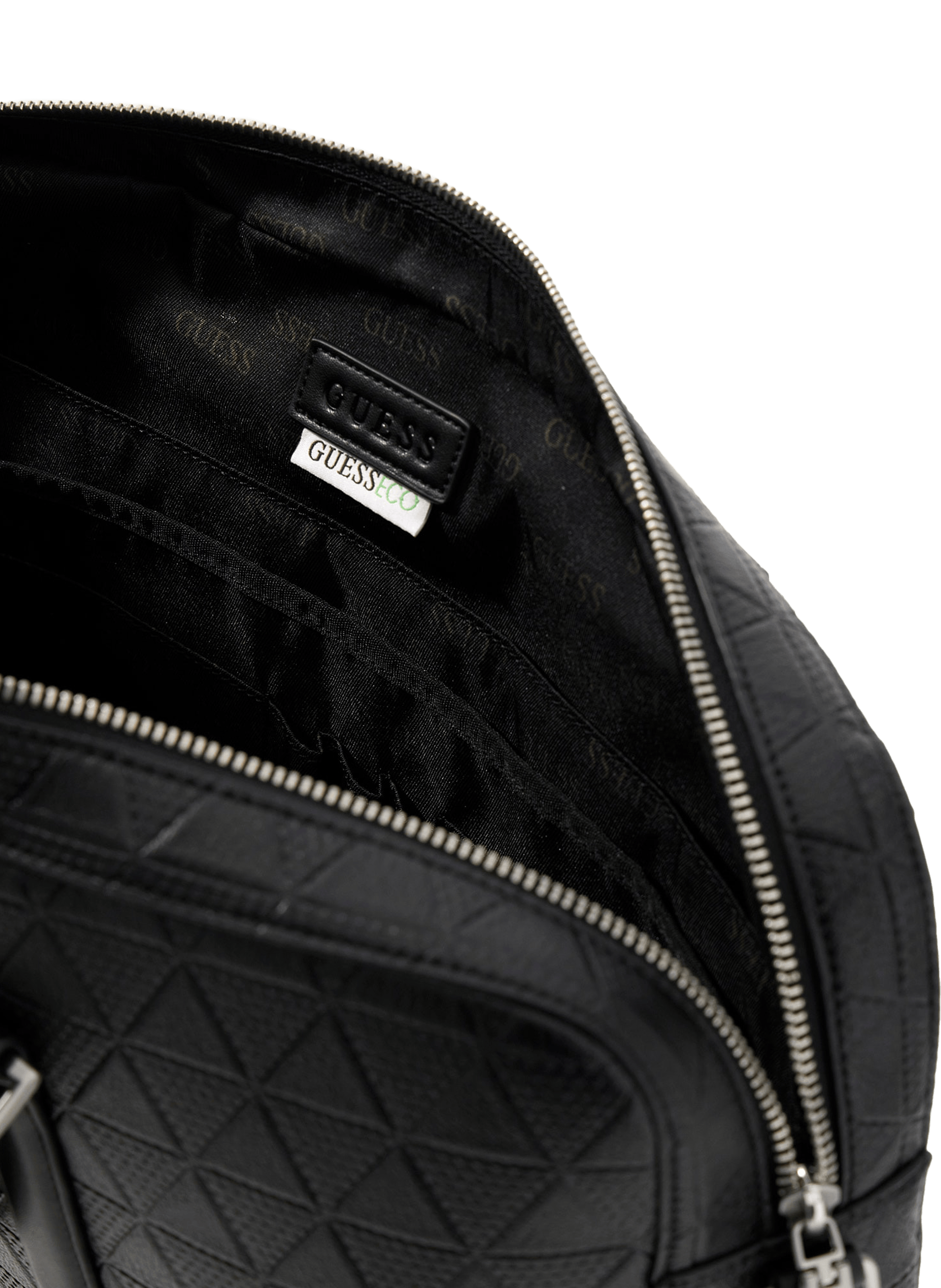 Faux leather business briefcase with pattern GUESS Black