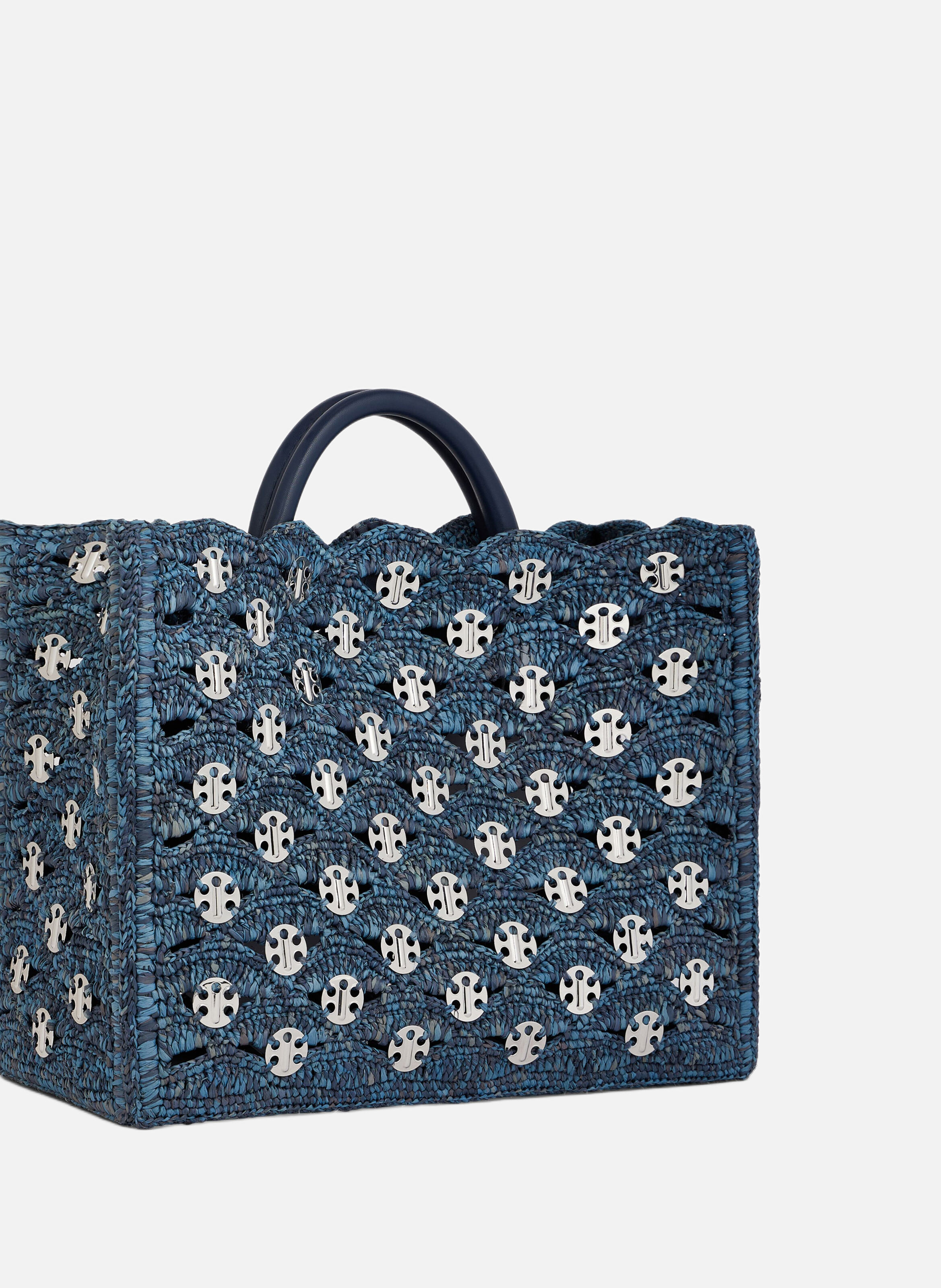 Sac cabas en raphia RABANNE Bleu