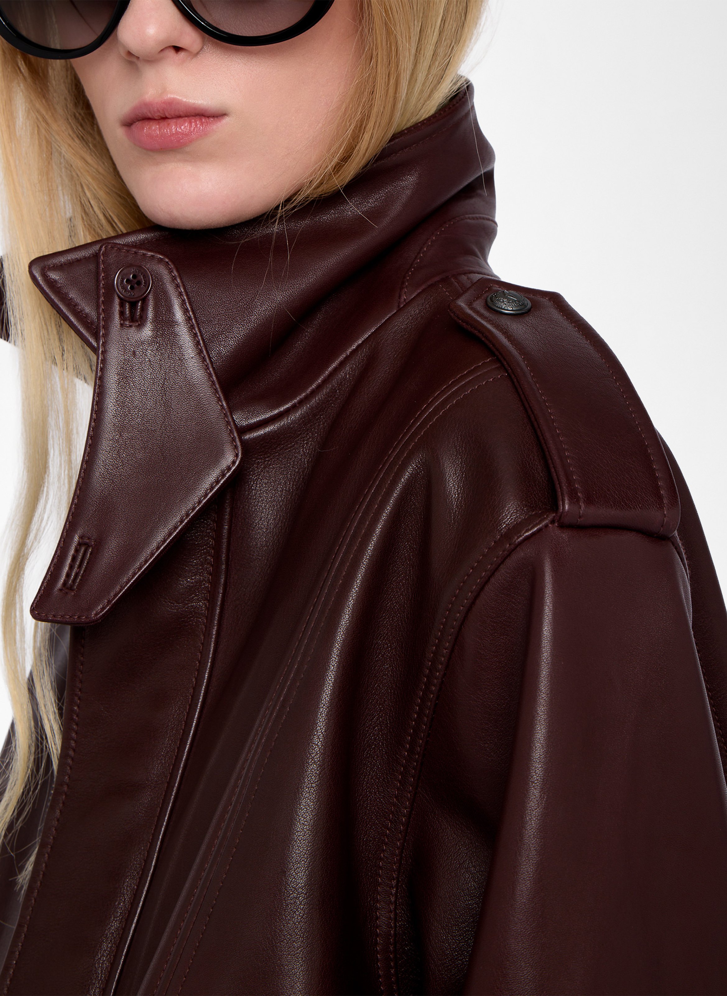 Blouson droit col montant en cuir kimo ZADIG&VOLTAIRE Violet