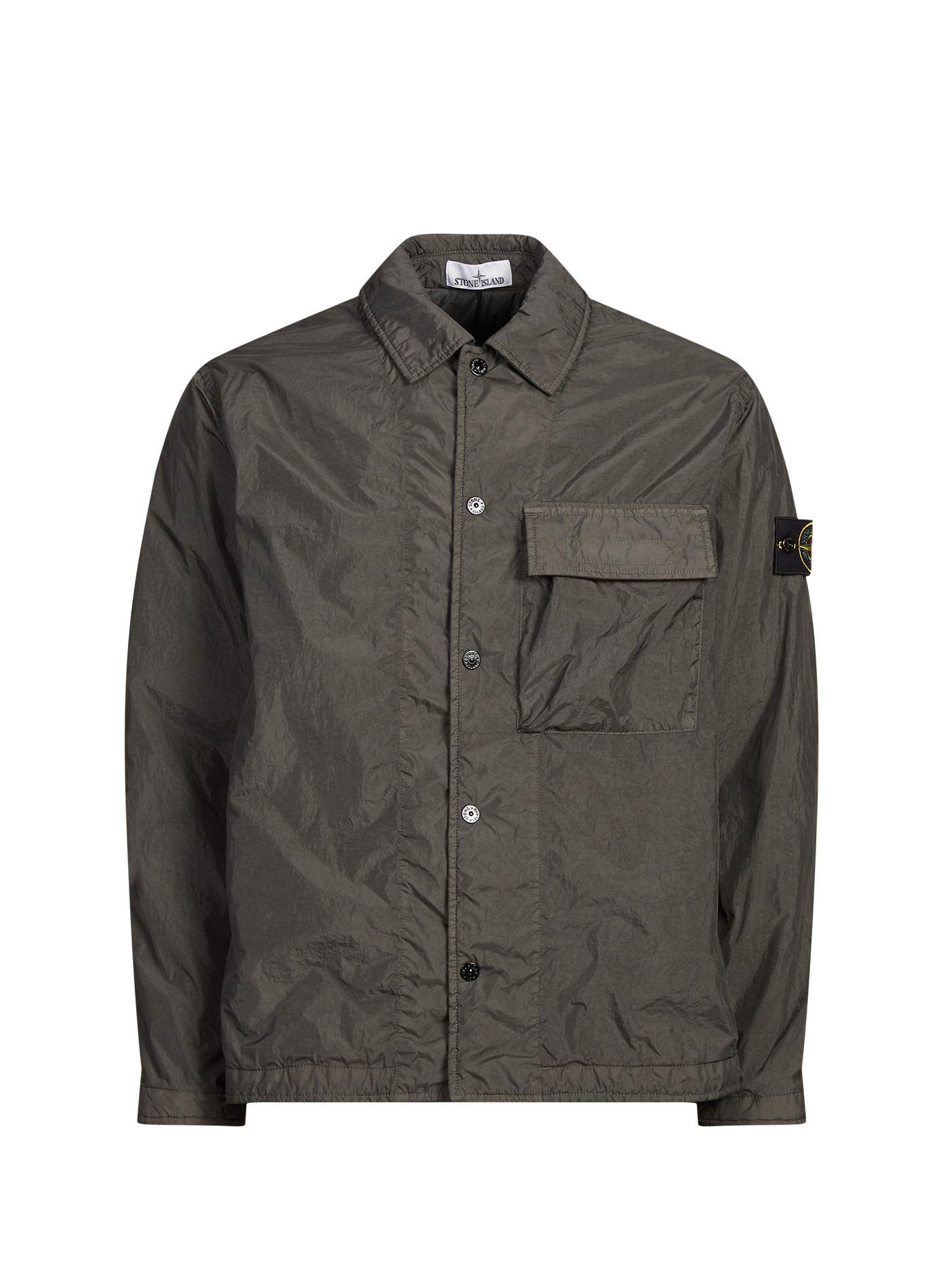 Logo overshirt jacket STONE ISLAND Grey