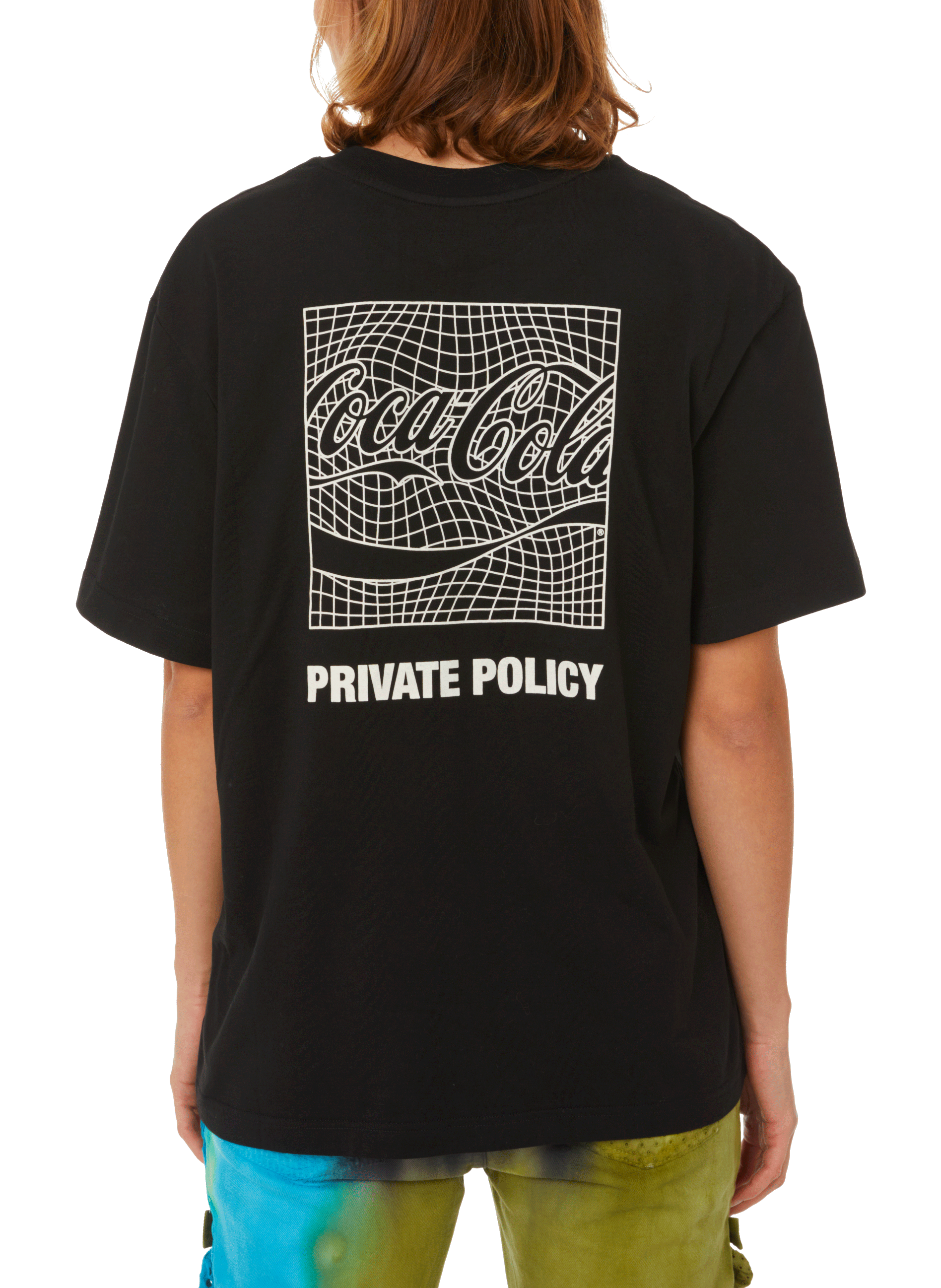 Printed cotton T-shirt PRIVATE POLICY Black