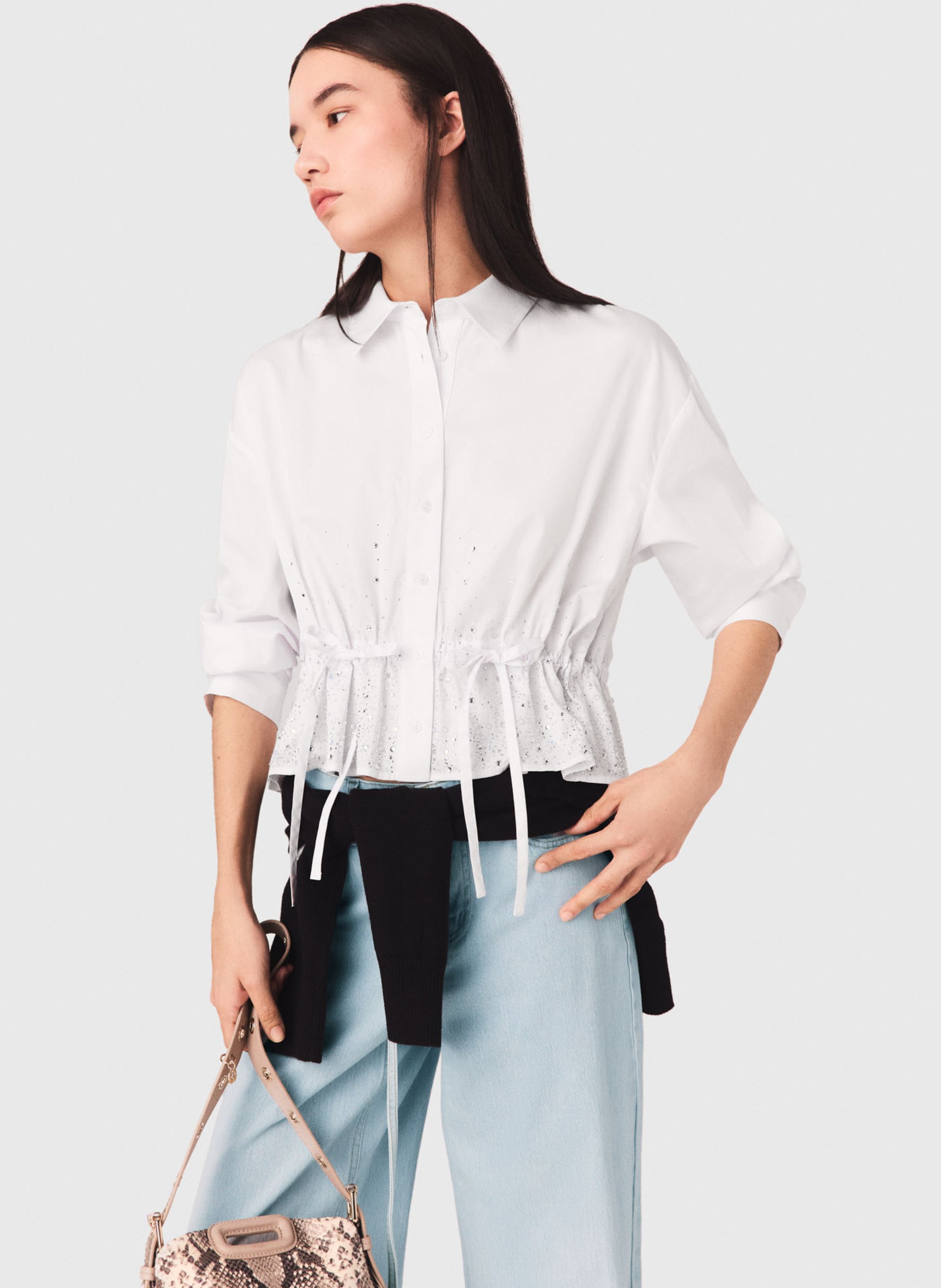 Chemise cintrée en coton MAJE Blanc