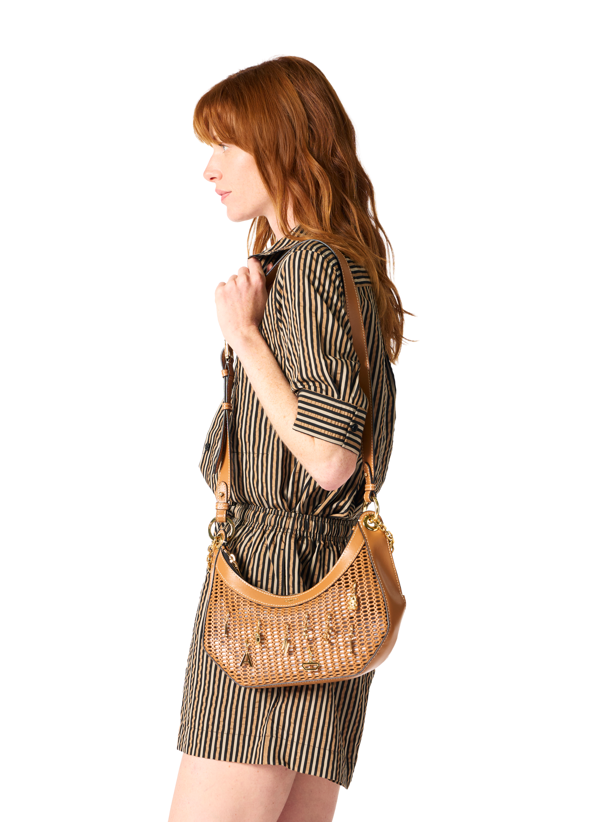 Sac zippé m double porté avec charms croisette de lancel en cuir LANCEL Marron