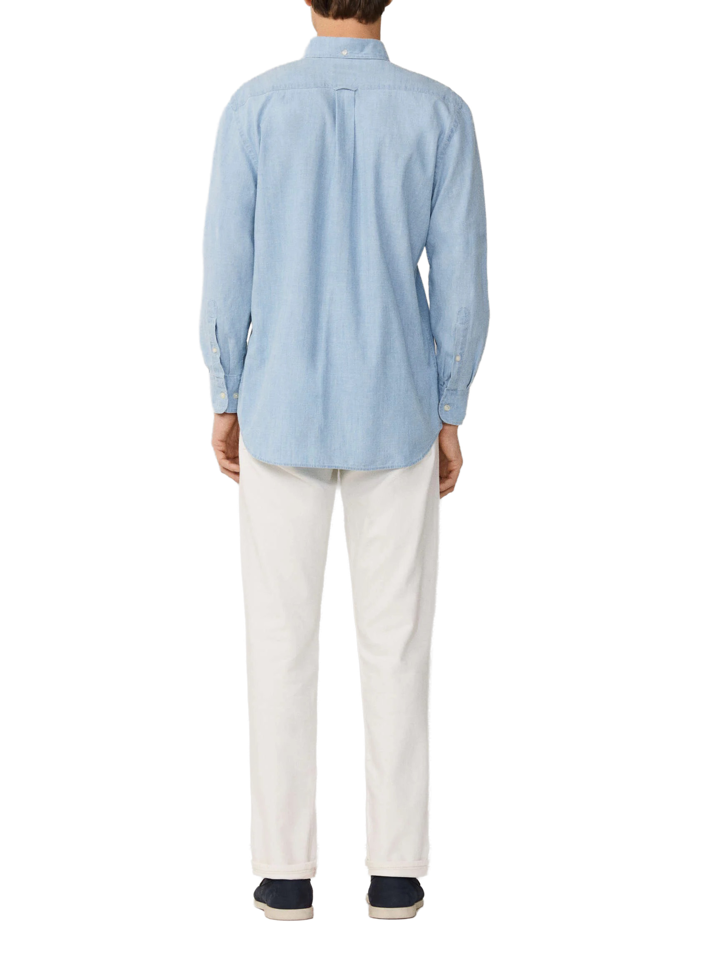 Cotton denim American collar shirt FACONNABLE Blue