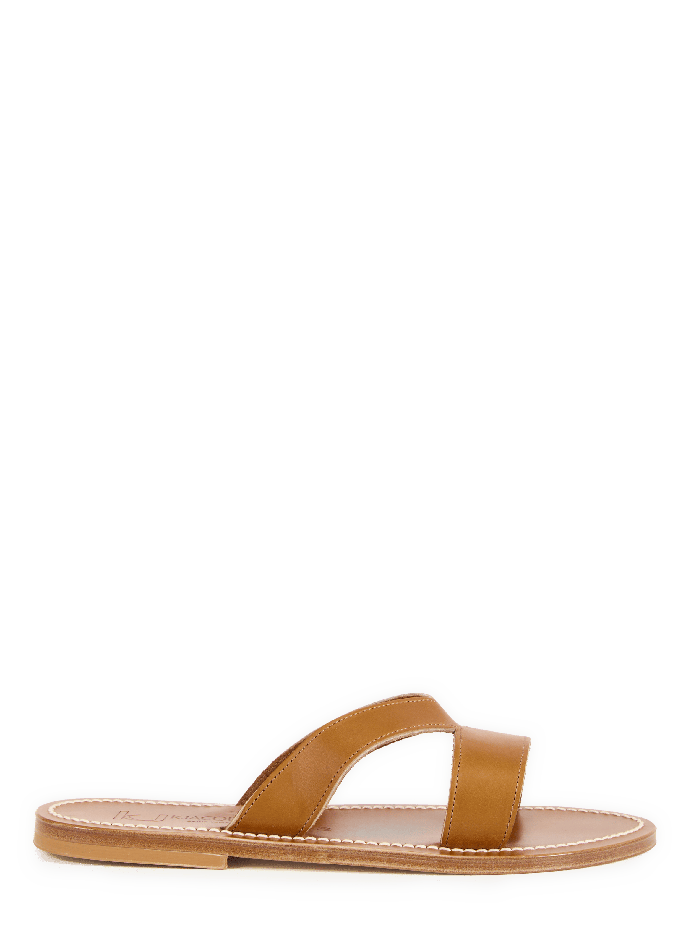 Flat leather mules by Kalomira K. JACQUES Brown