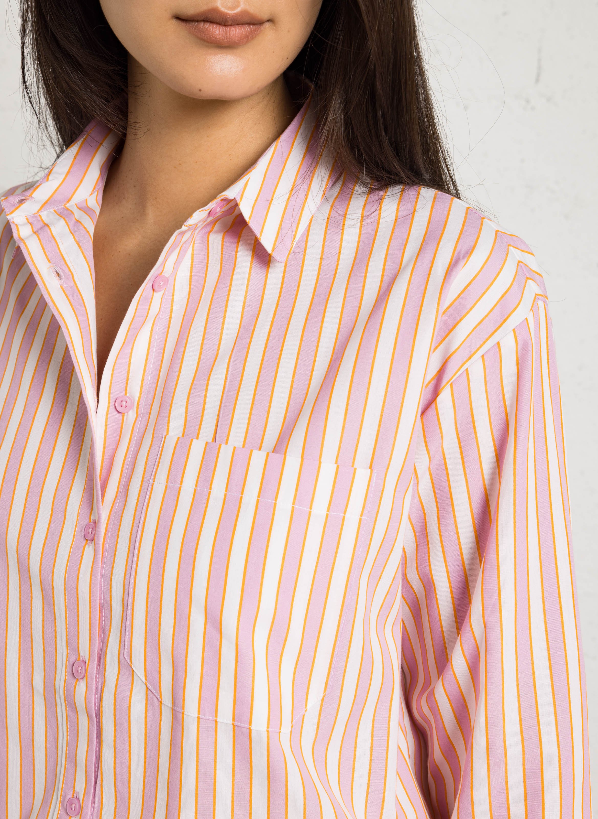 Chemise à rayures en coton dharma MAISON 123 Rose