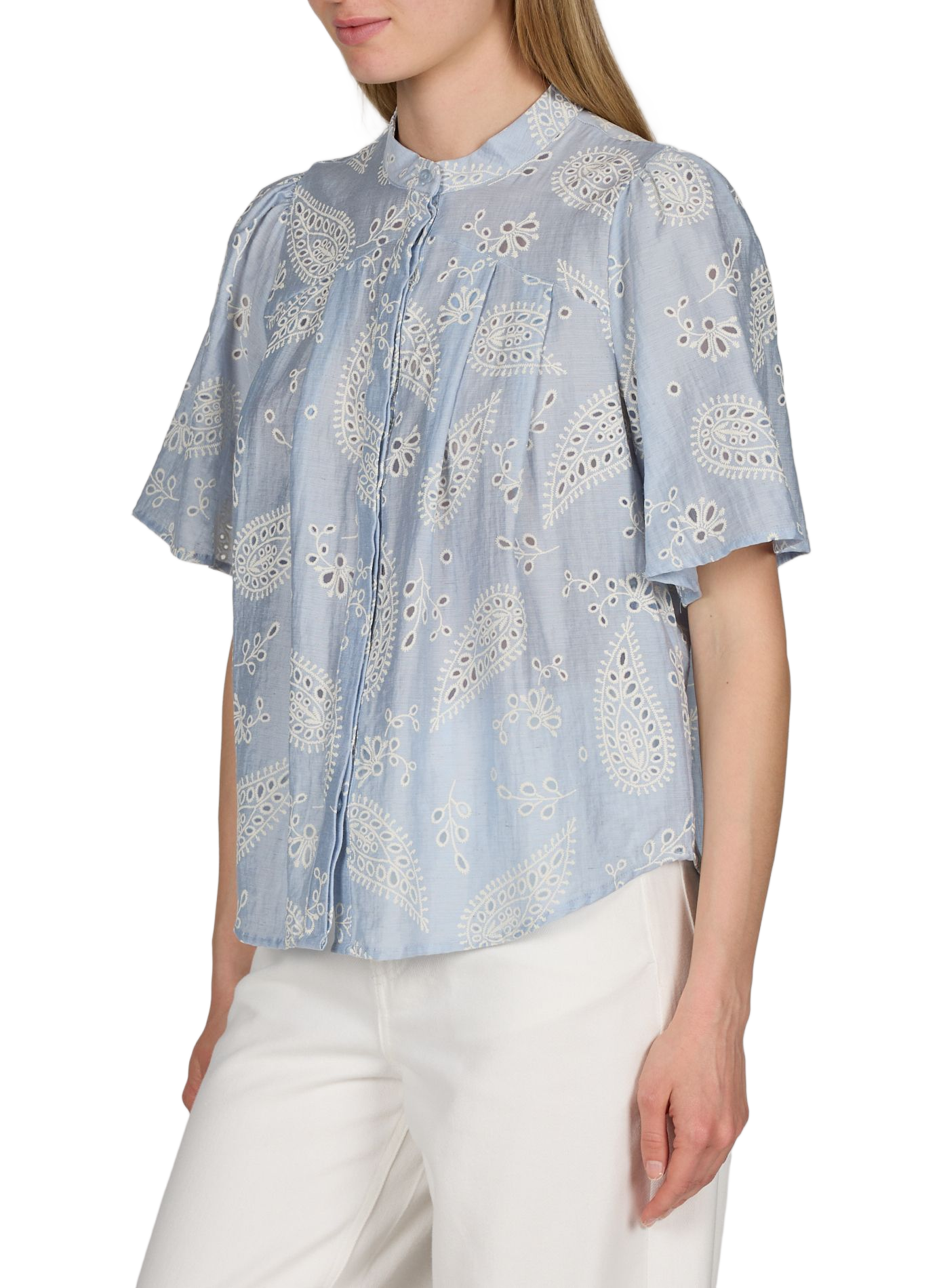 Blouse Objviola brodée OBJECT Bleu