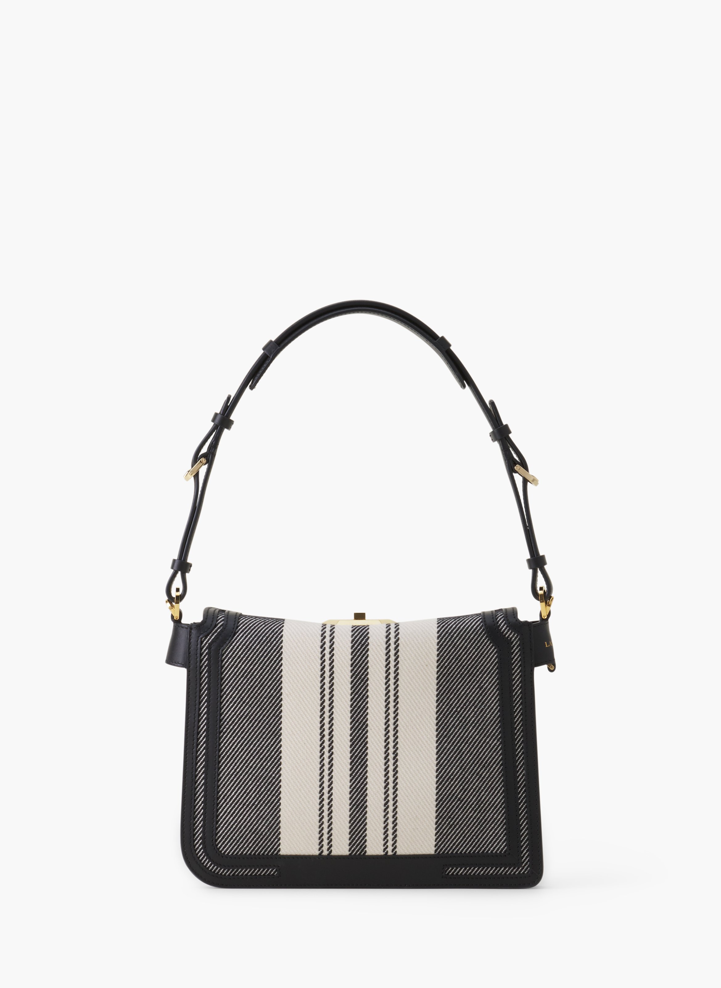 Sac compagnon 20 en toile rayée LANVIN Gris