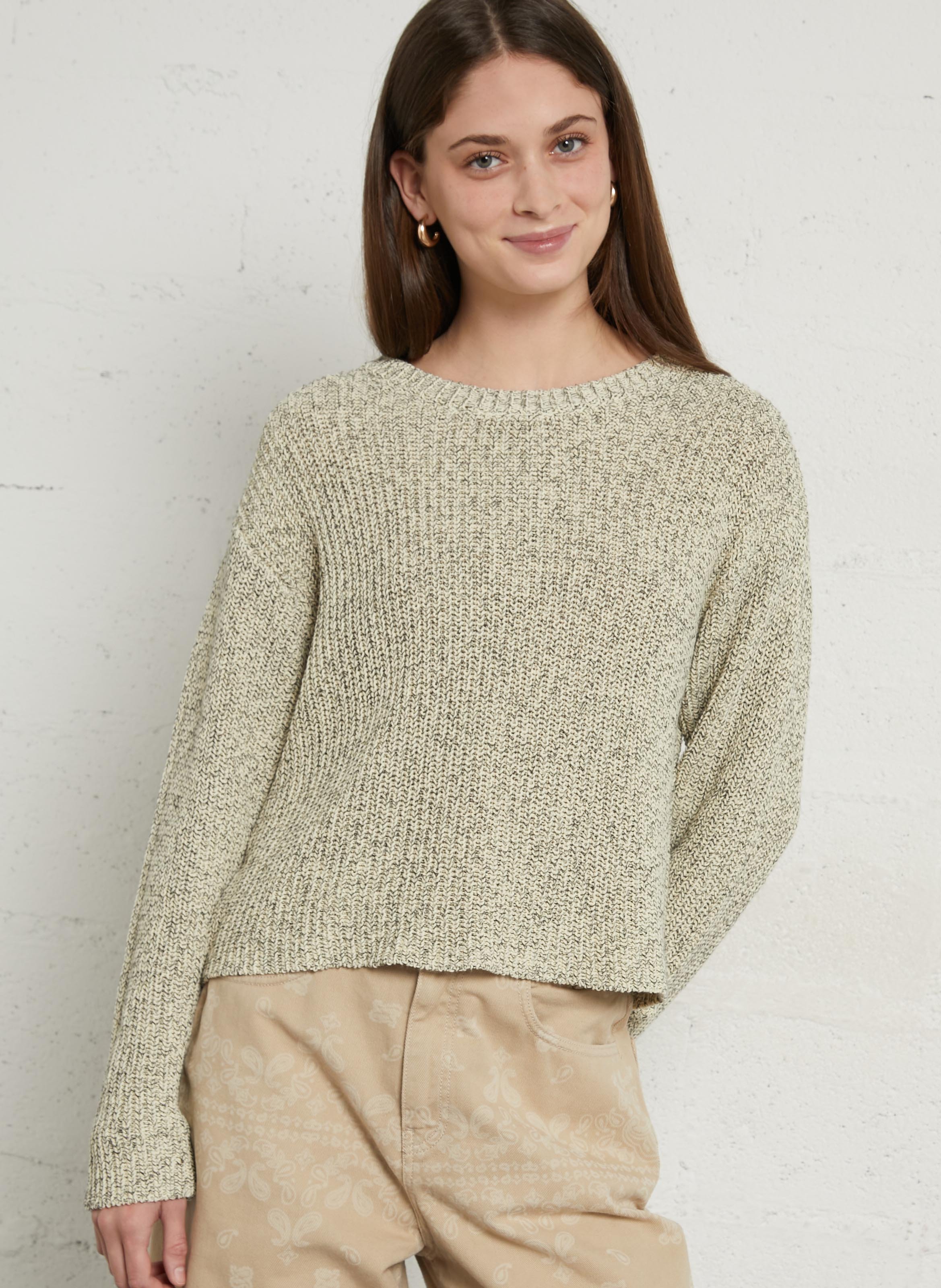 Pull droit col rond en coton bio twily AMERICAN VINTAGE Jaune