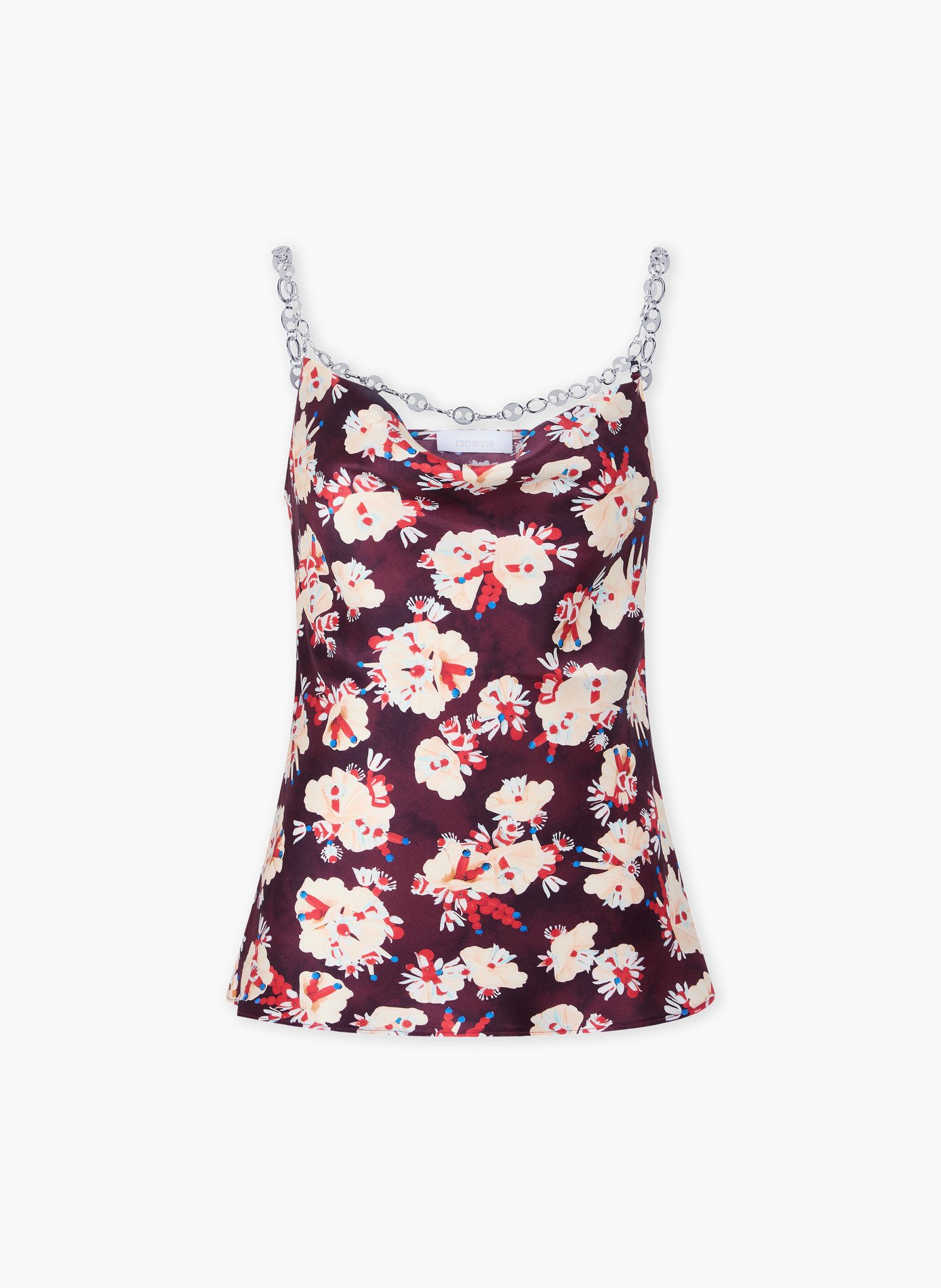 Top à motif floral en satin de soie RABANNE Violet