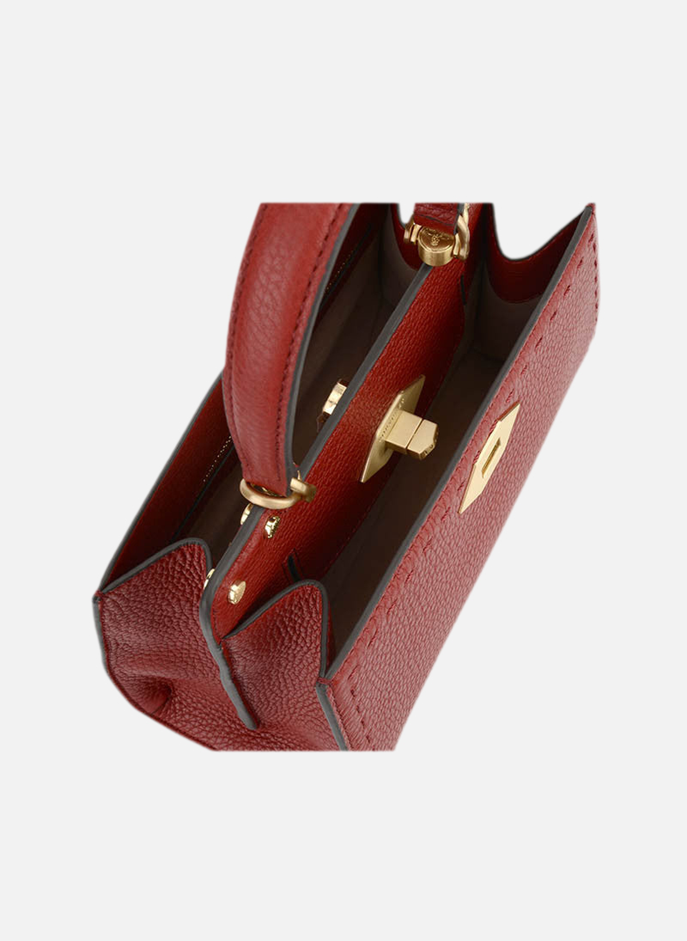 Trianon | sac à main pm en cuir de vachette POURCHET Rouge