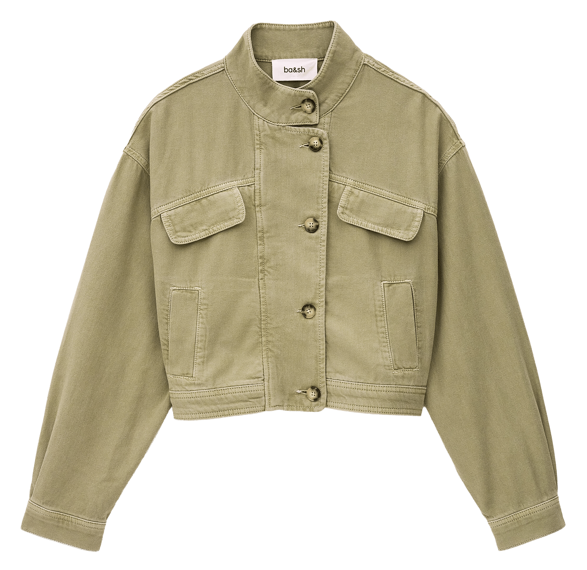 Veste courte ample en denim rallo BA&SH Kaki