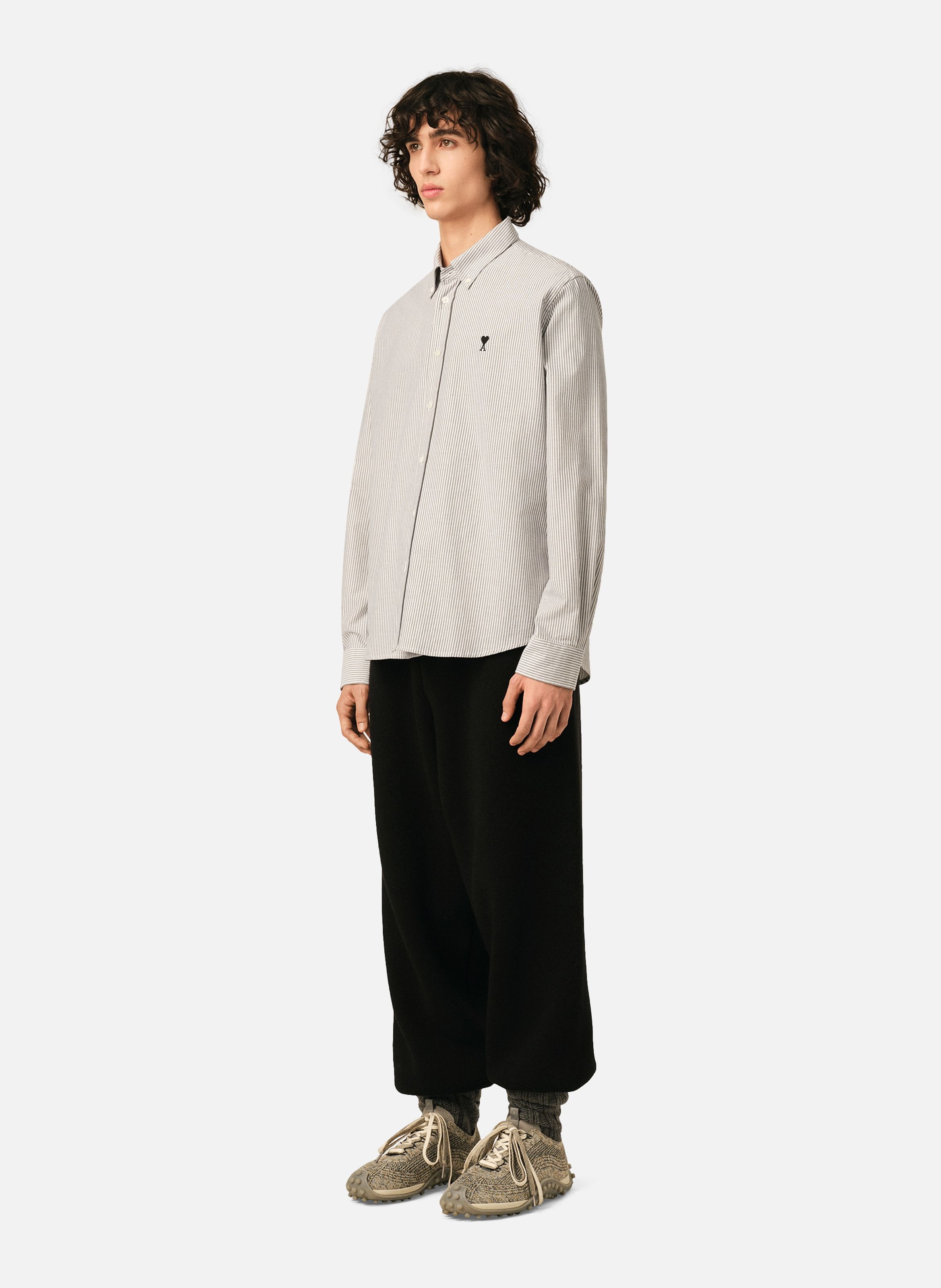 Chemise rayée unisexe en coton ami de coeur AMI PARIS Noir