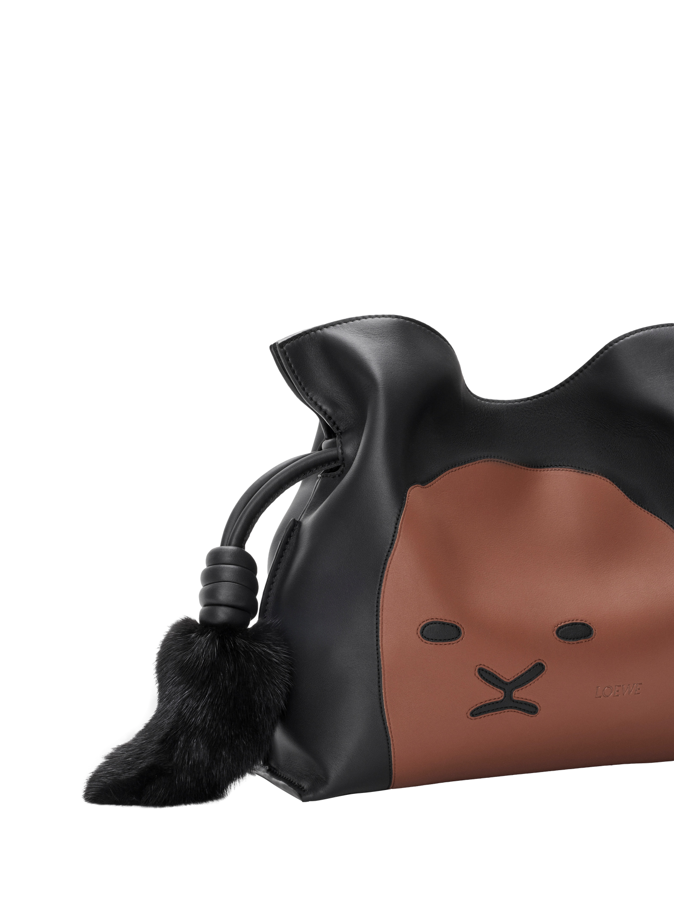 180th Anniversary Capsule - Lion Intarsio Flamenco Medium Calf Leather Clutch LOEWE Black